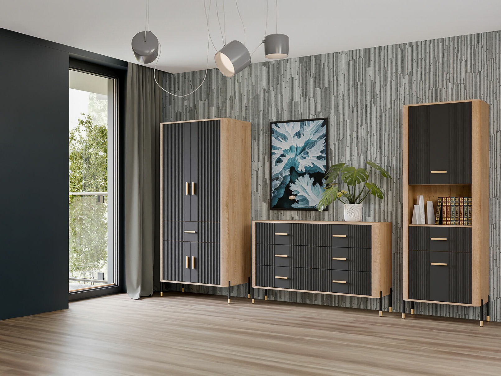 Komplet za dnevno sobo Flosora 149 (Antracit)