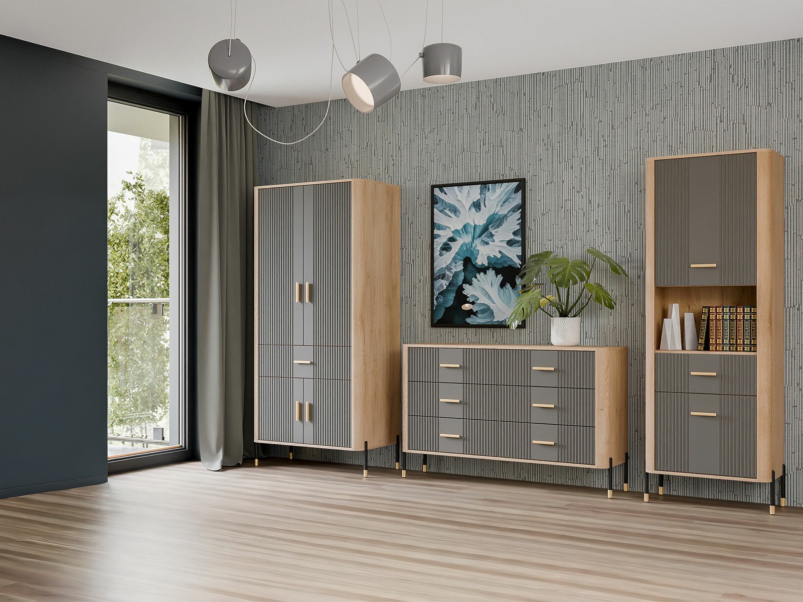 Komplet za dnevno sobo Flosora 149 (Siva)