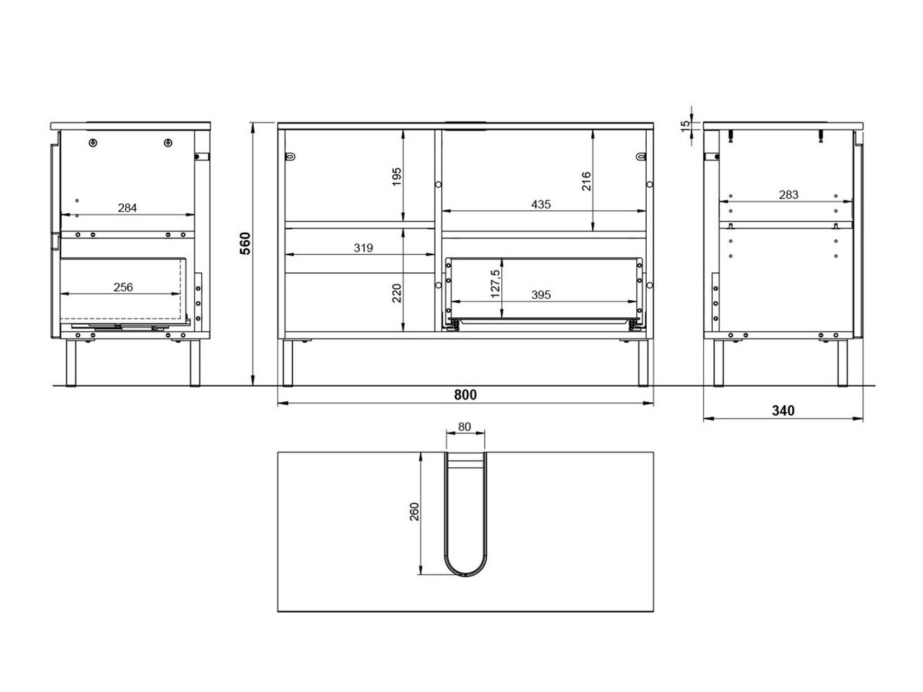 Prostostoječa kopalniška omarica za umivalnik SL4926
