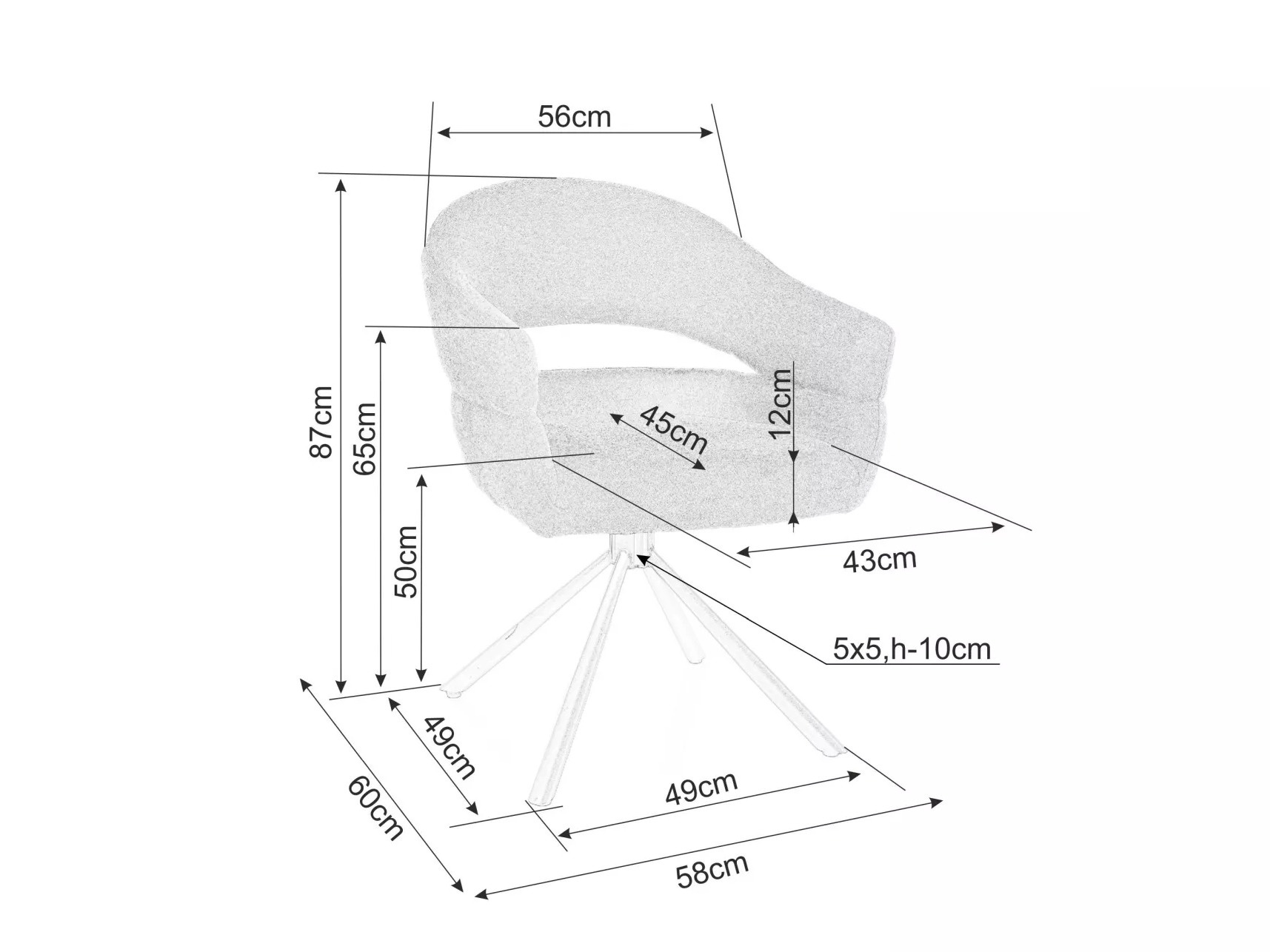Stol Detroit 865 (Siva)