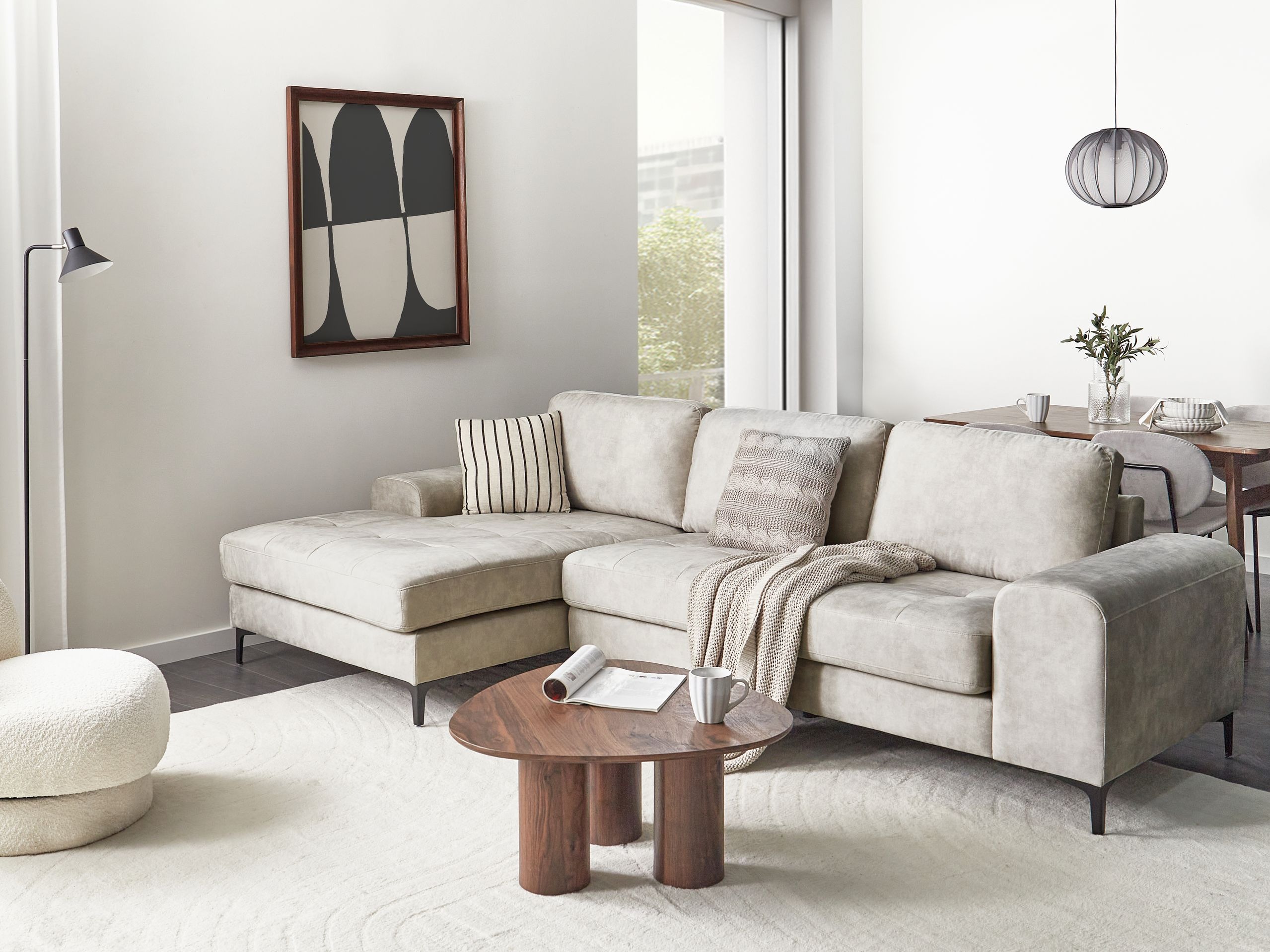 Kotna garnitura Berwyn 2825 (Svetlo bež)