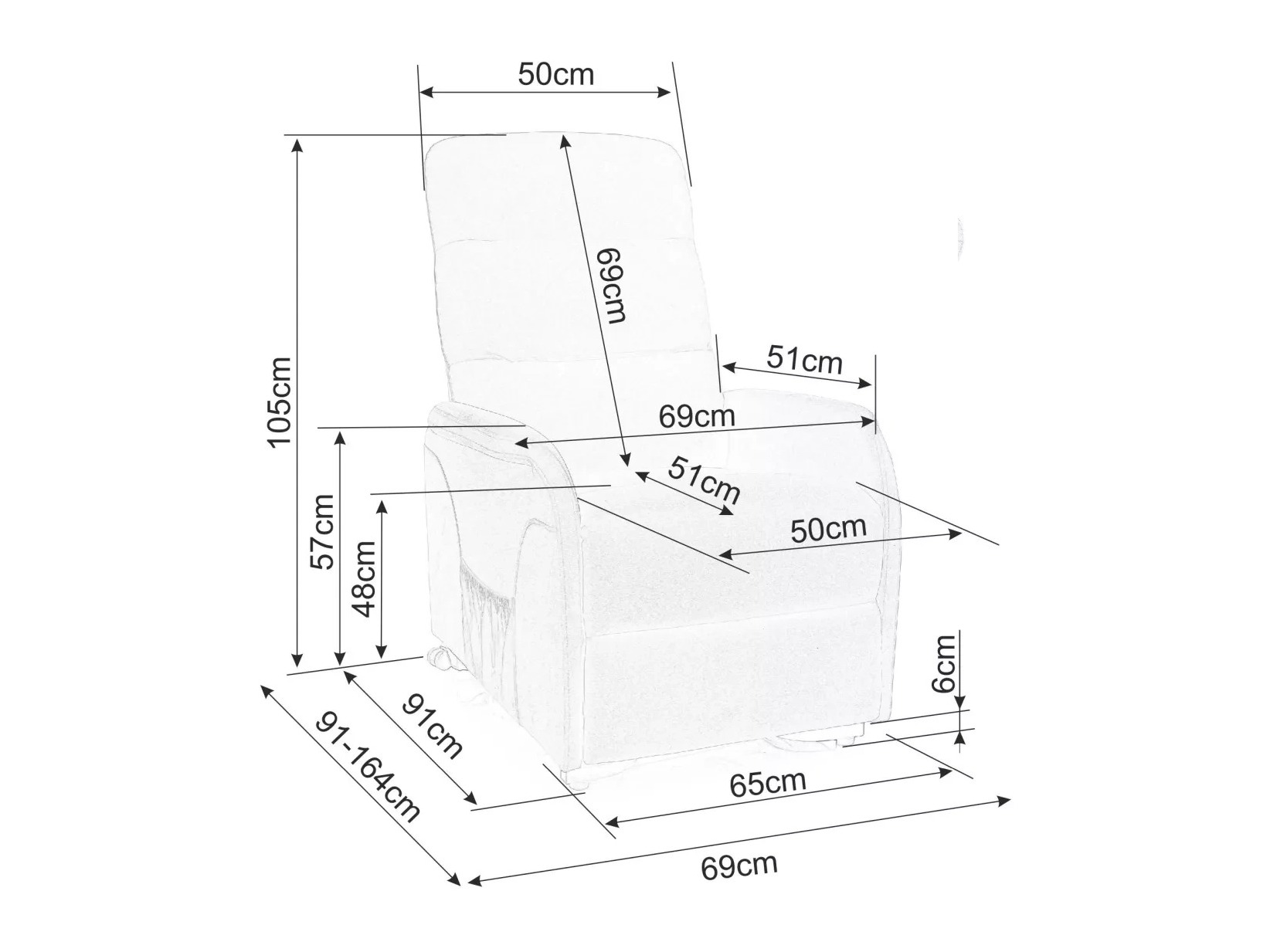 Fotelj s počivalnikom Detroit 722 (Temno siva)