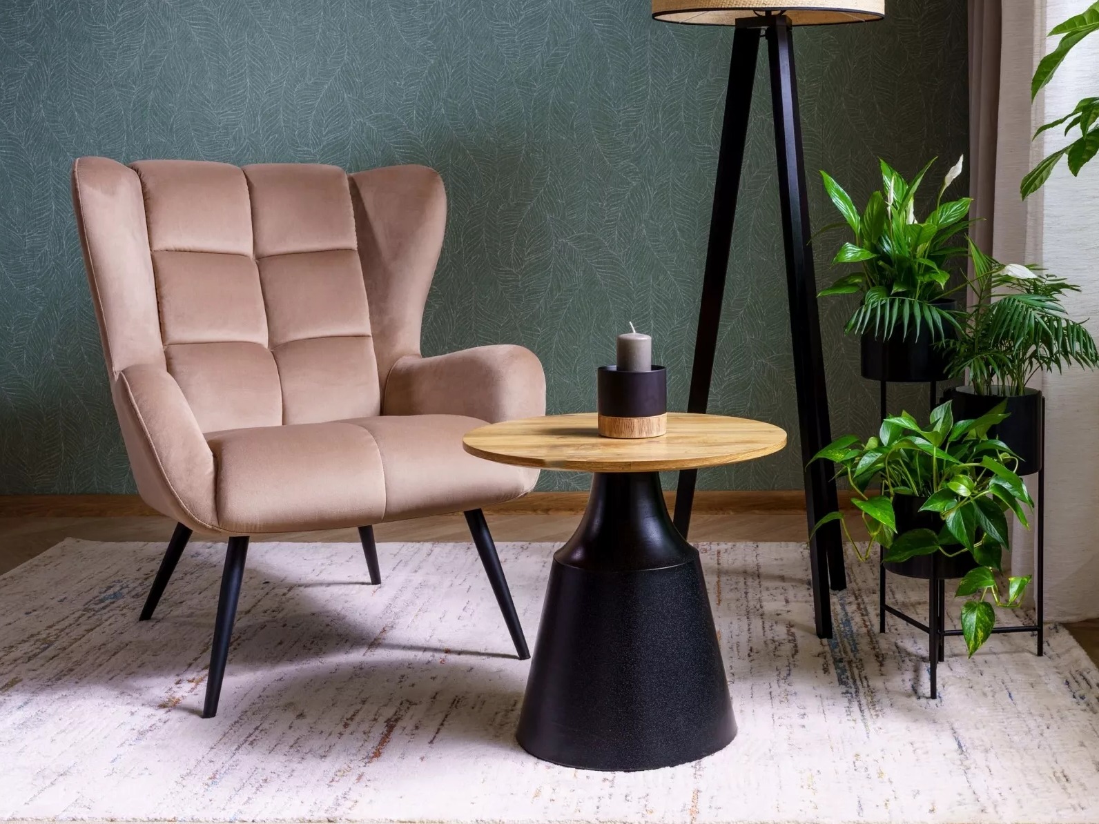 Komplet klubskih mizic Detroit 908 (Črna + Artisan hrast)