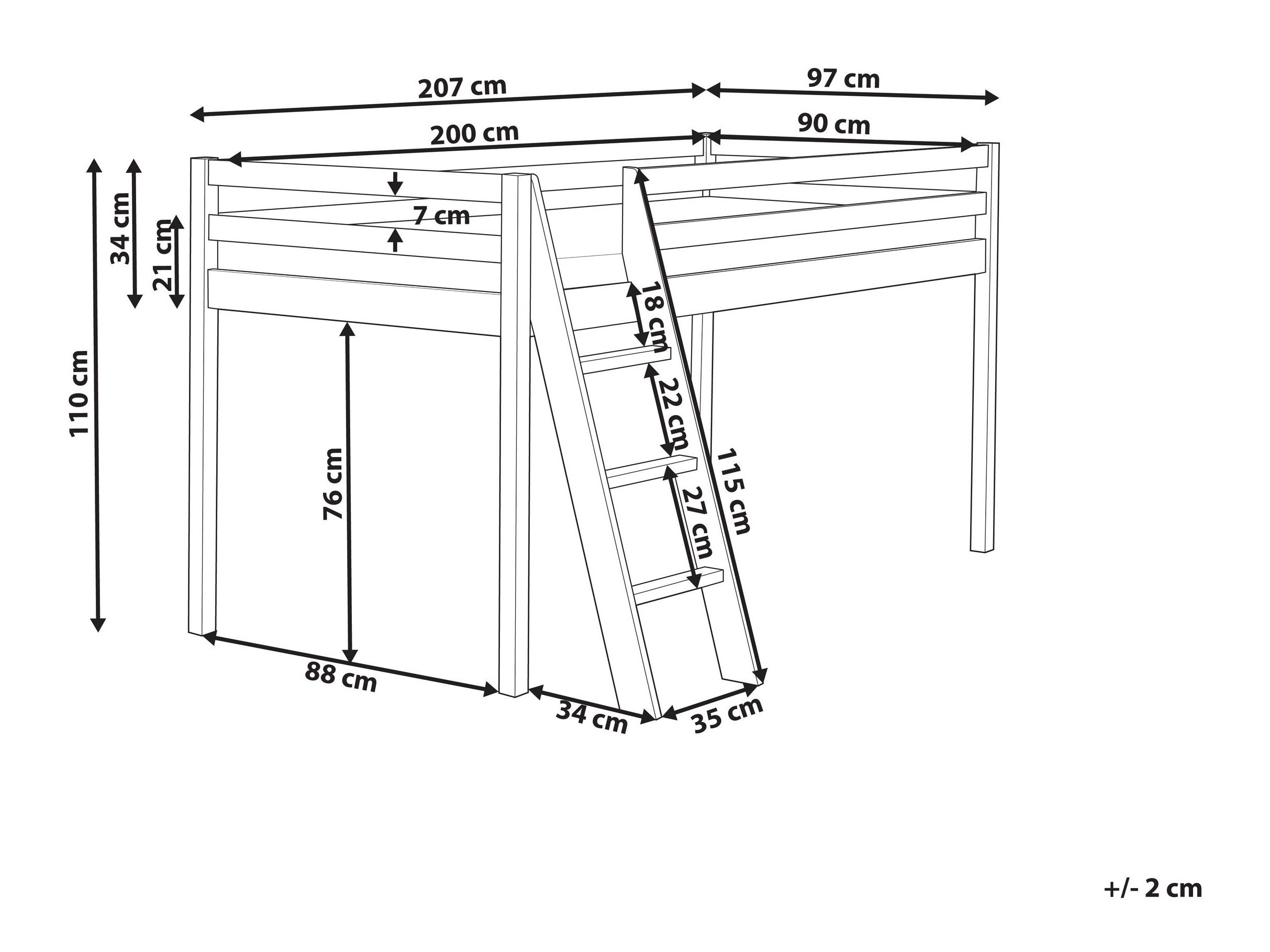 Visoka postelja Berwyn 2831 (Roza)