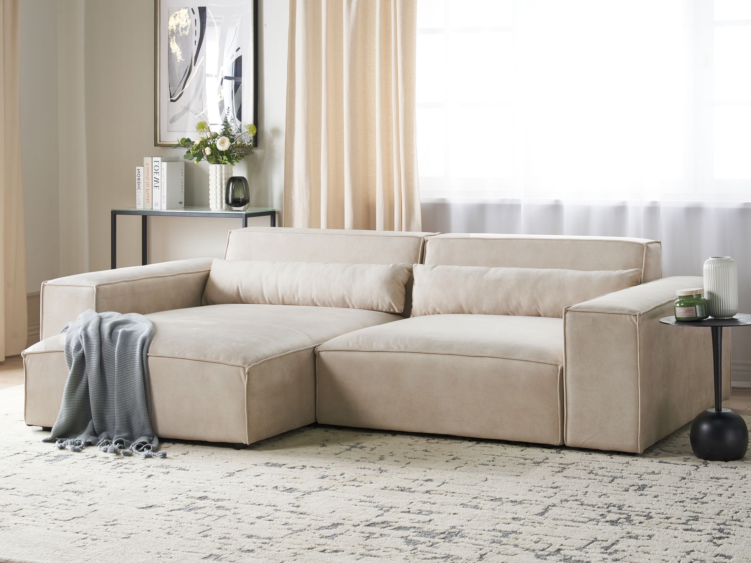 Modularna kotna sedežna garnitura Tivsora 100 (Svetlo bež)