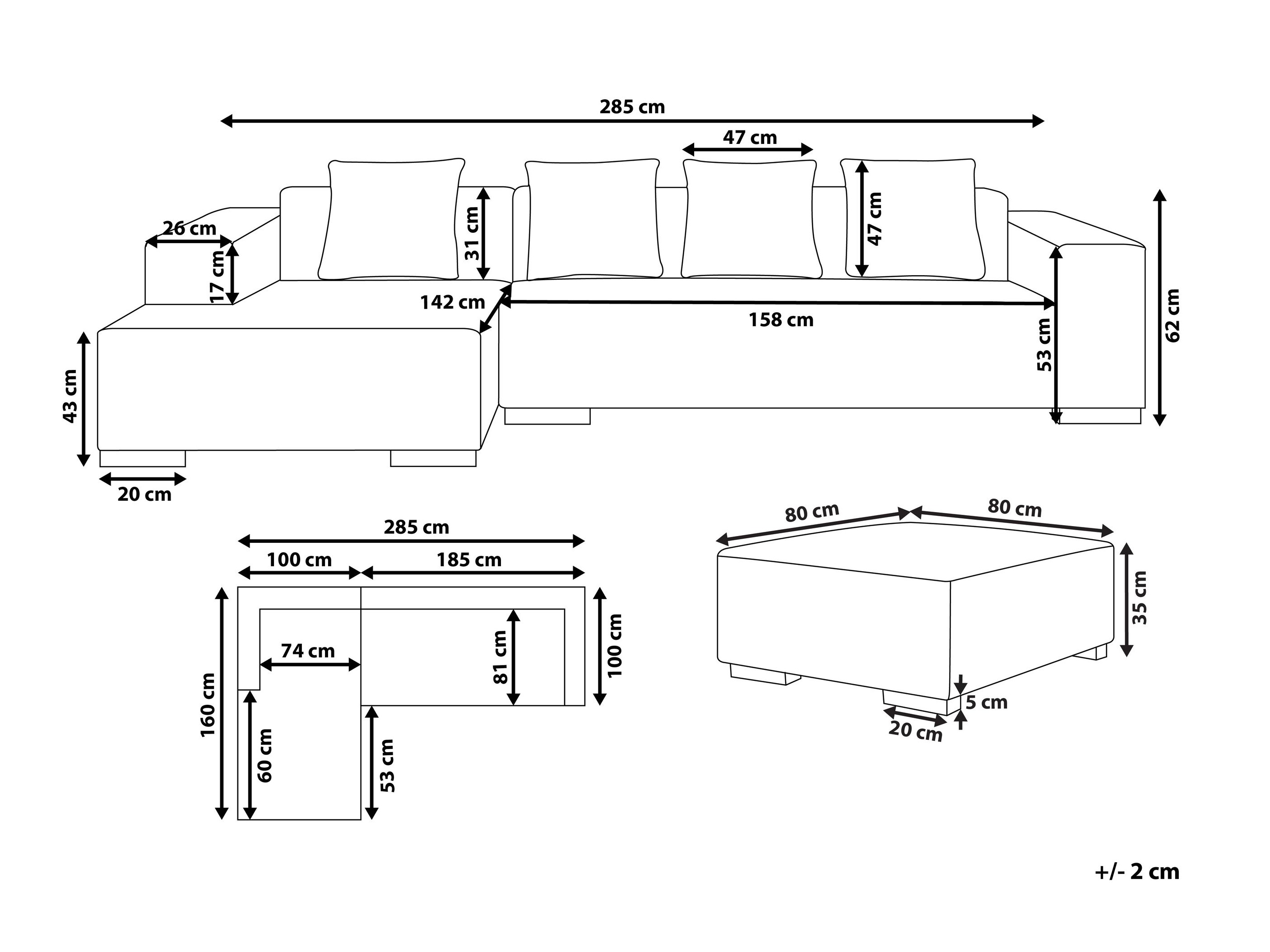 Komplet oblazinjenega pohištva Berwyn 2847 (Bela)