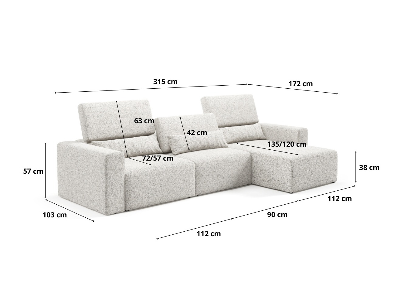 Modularna kotna sedežna garnitura Virorle 100 (Puente 80)