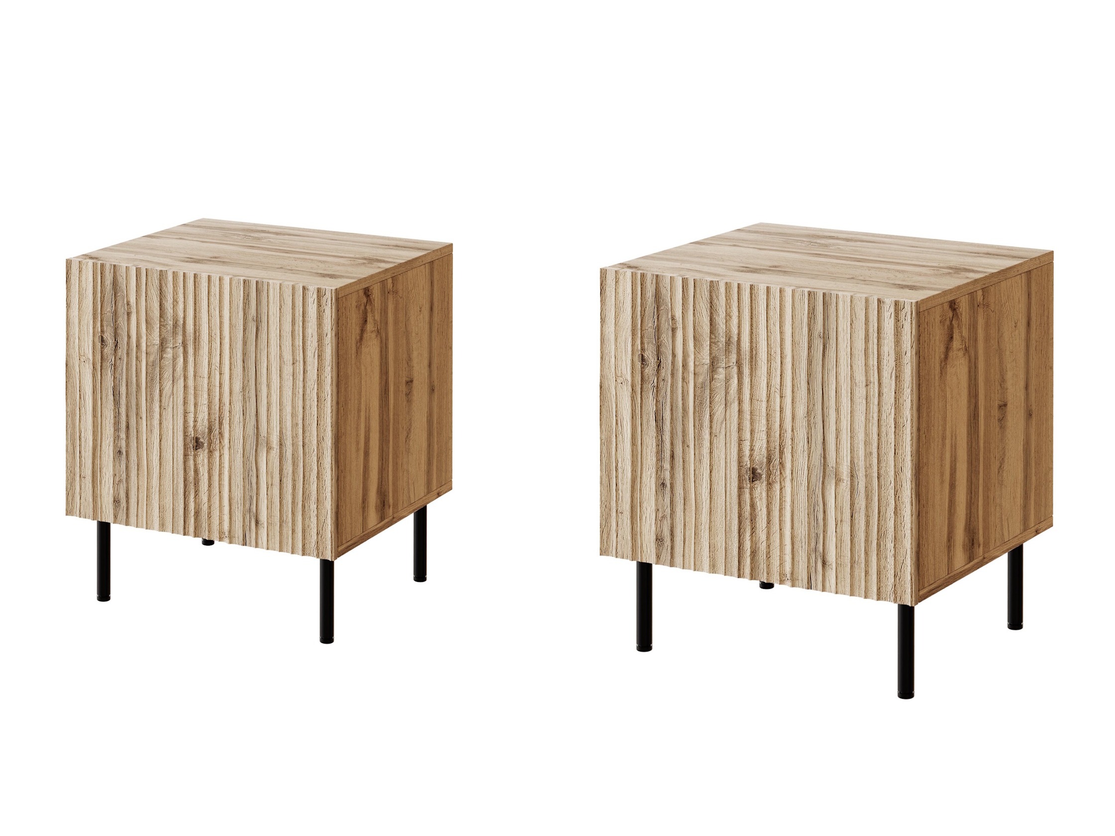 Komplet nočnih omaric Lorelbo 102 (Wotan hrast + Črna)