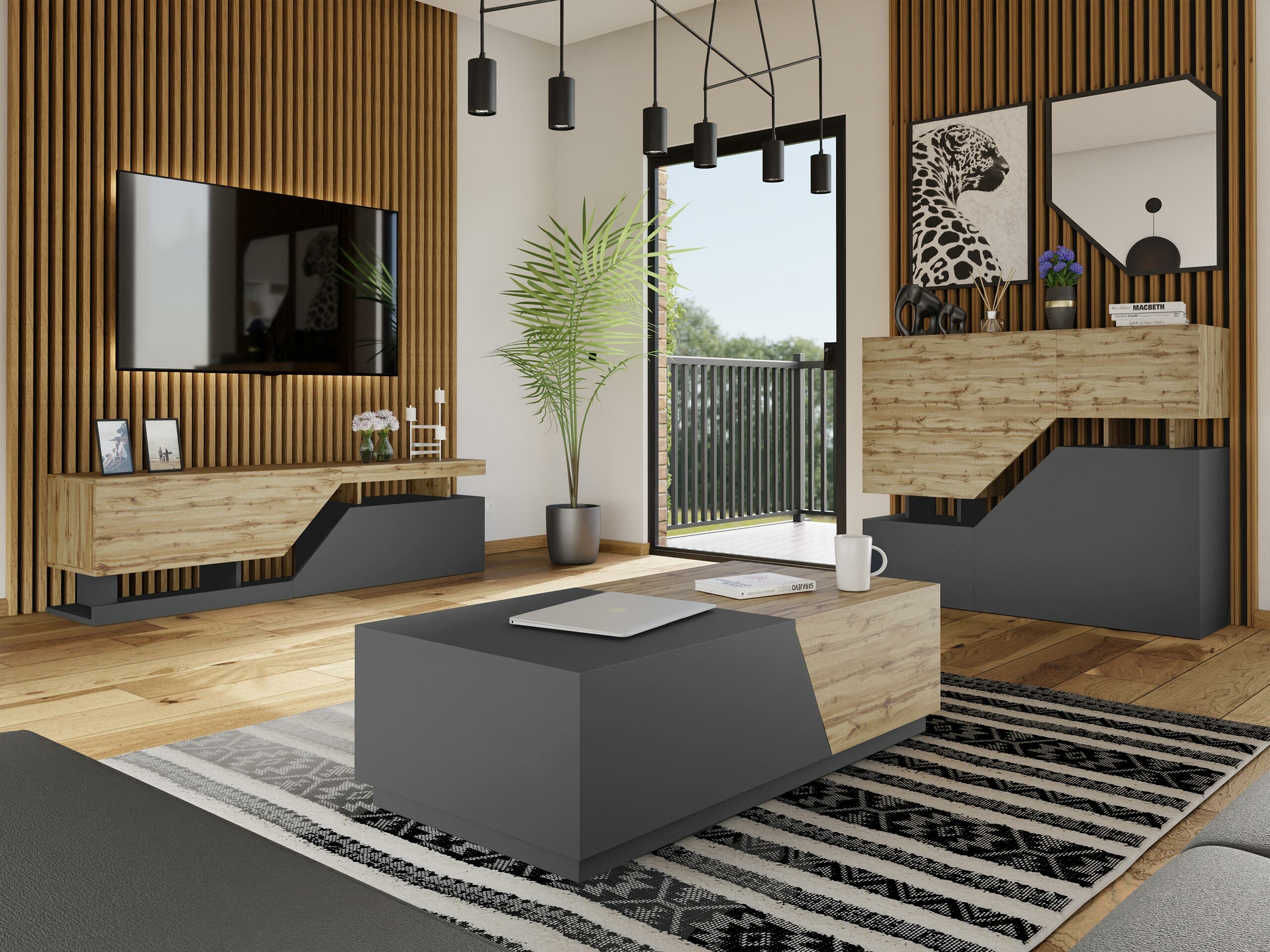 Omarica Comfivo Daldune (Wotan hrast + Antracit)