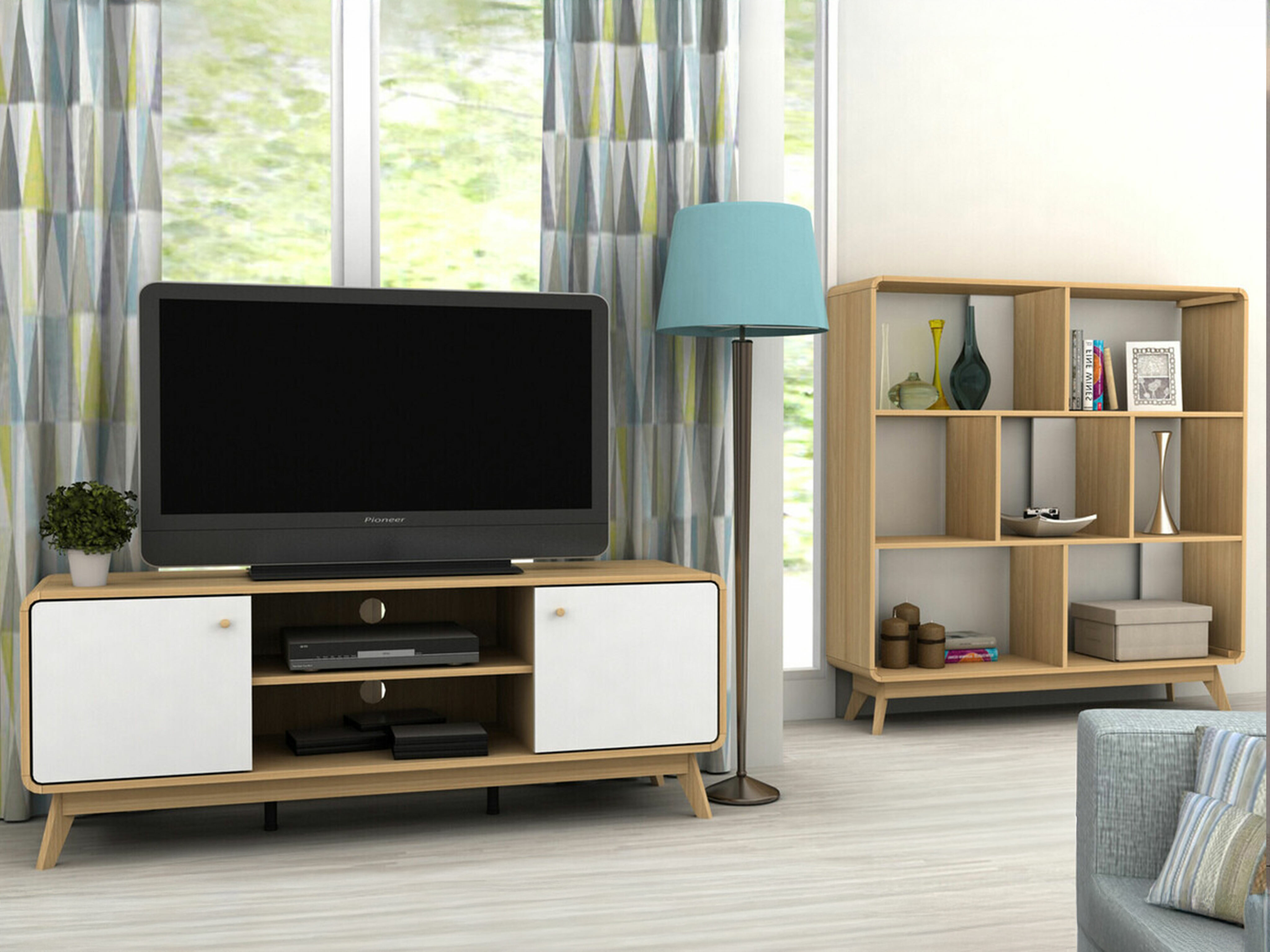 Komplet za dnevno sobo Elbtena 113 (Hrast + Bela)