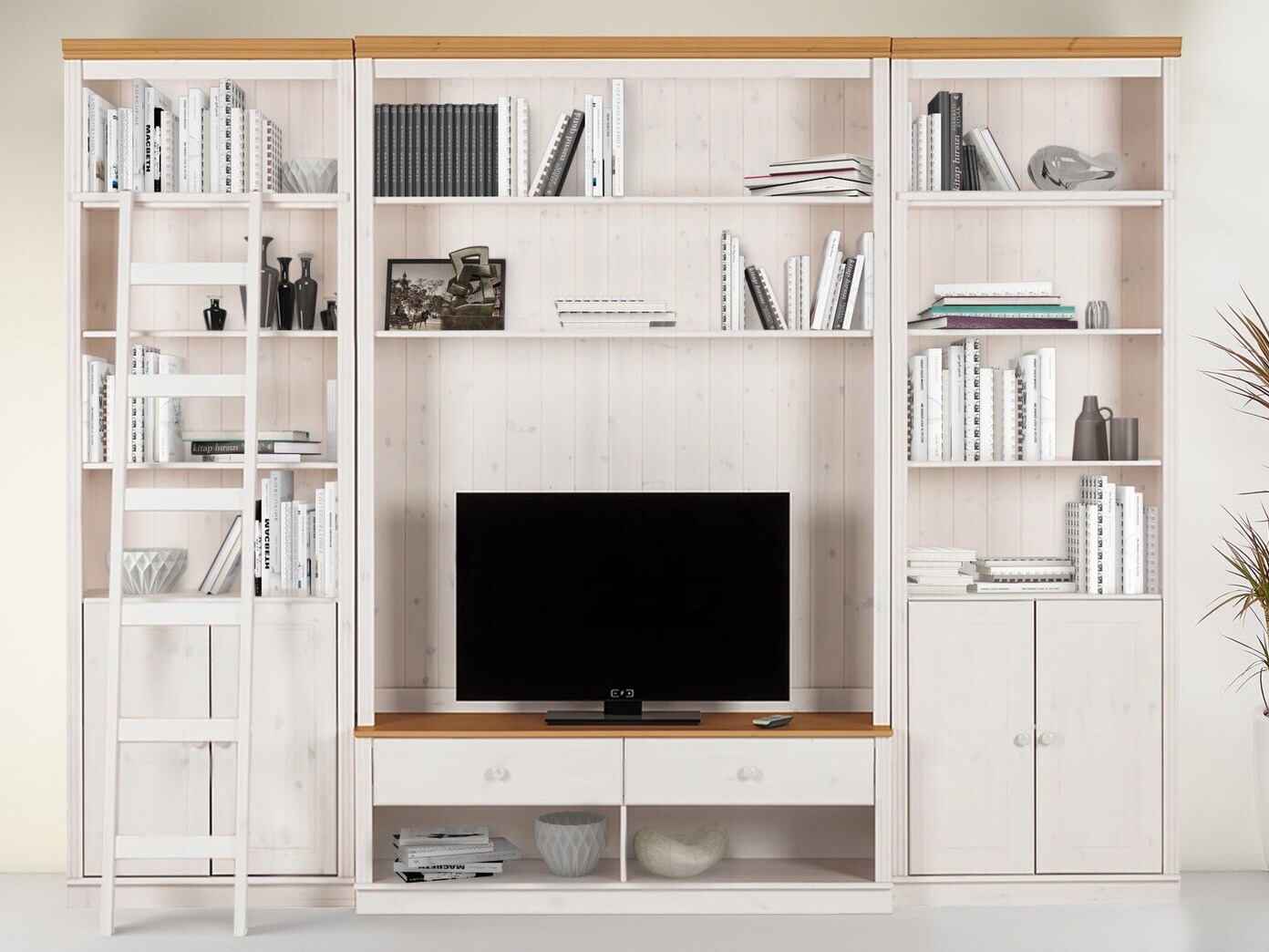 Komplet za dnevno sobo Saltoro 107 (Bela + Medeni hrast)