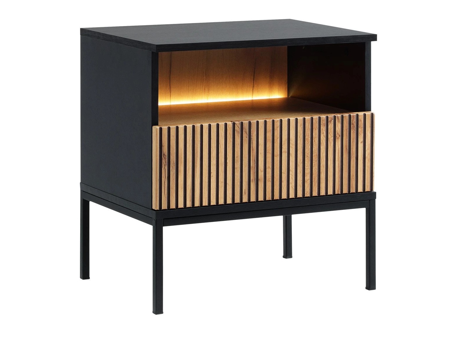 Nočna omarica Manal (Črna + Wotan hrast)