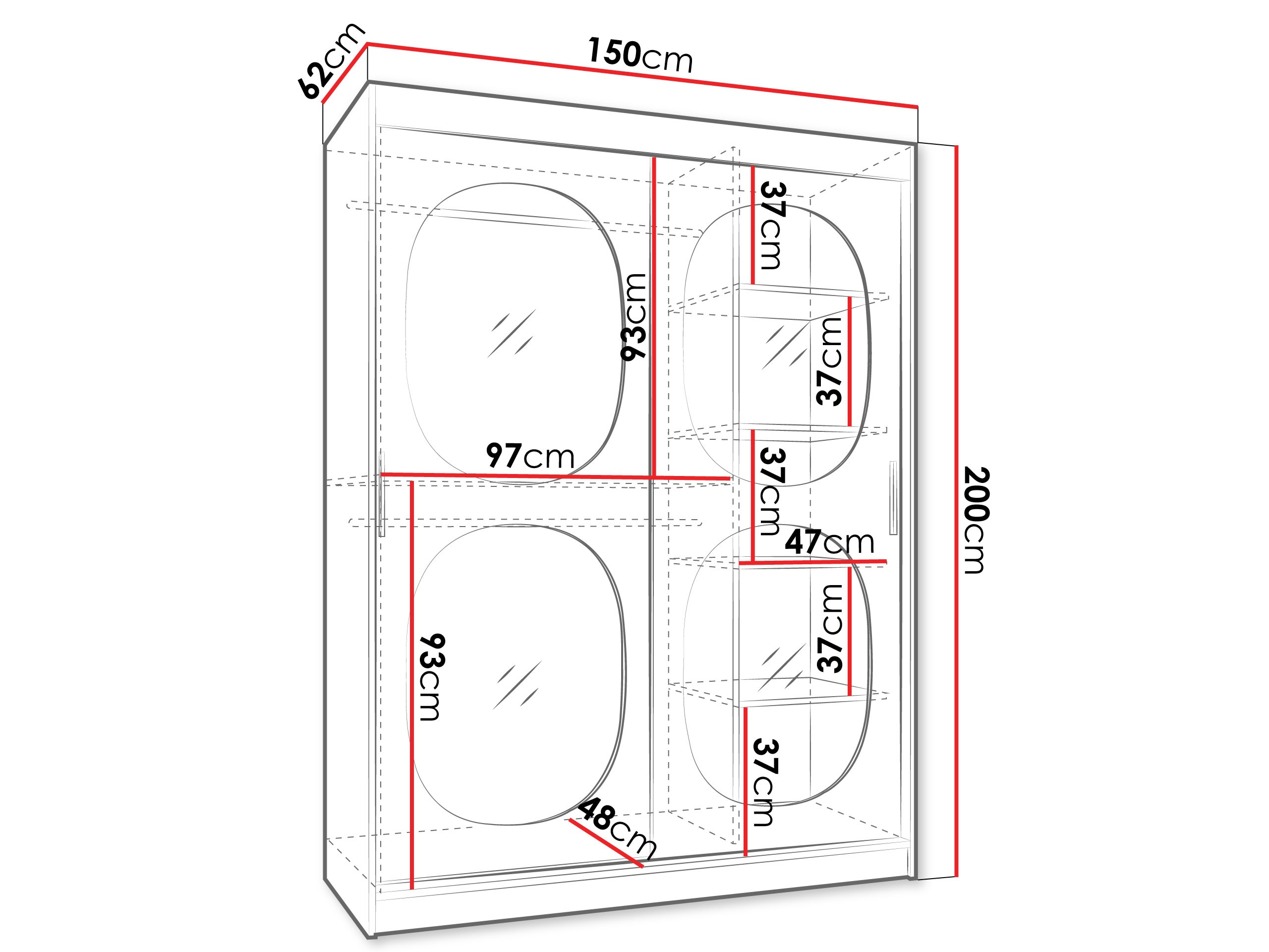 Garderobna omara Hartford 527 (Črna)