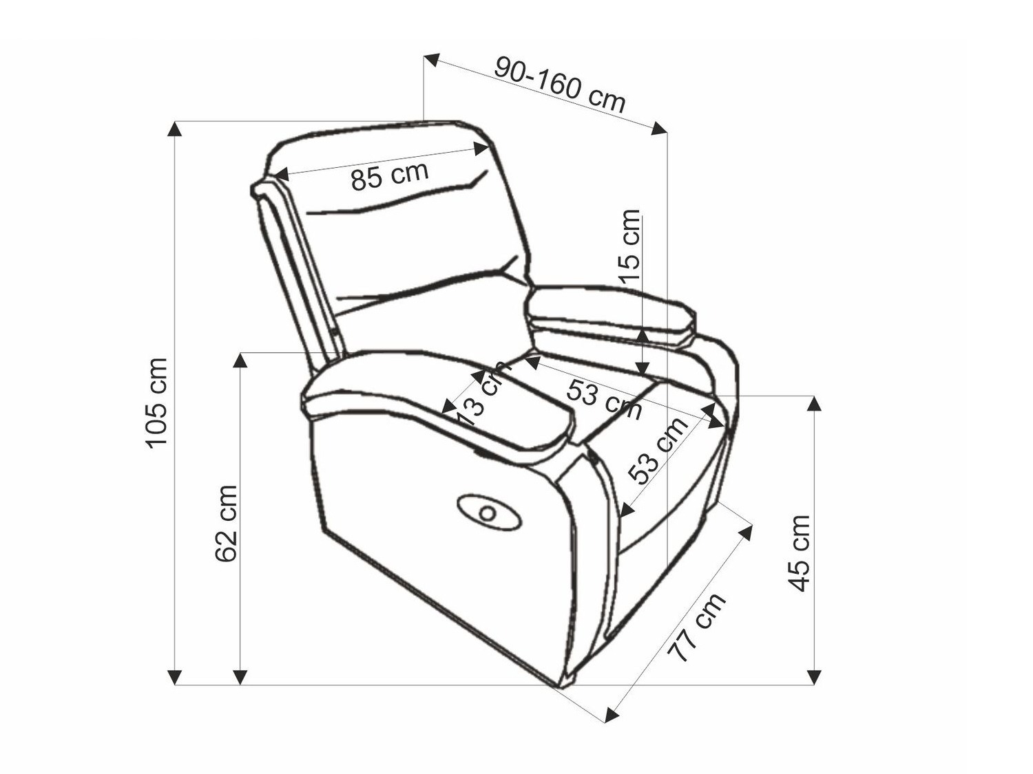 Fotelj s počivalnikom Houston 1856 (Črna)
