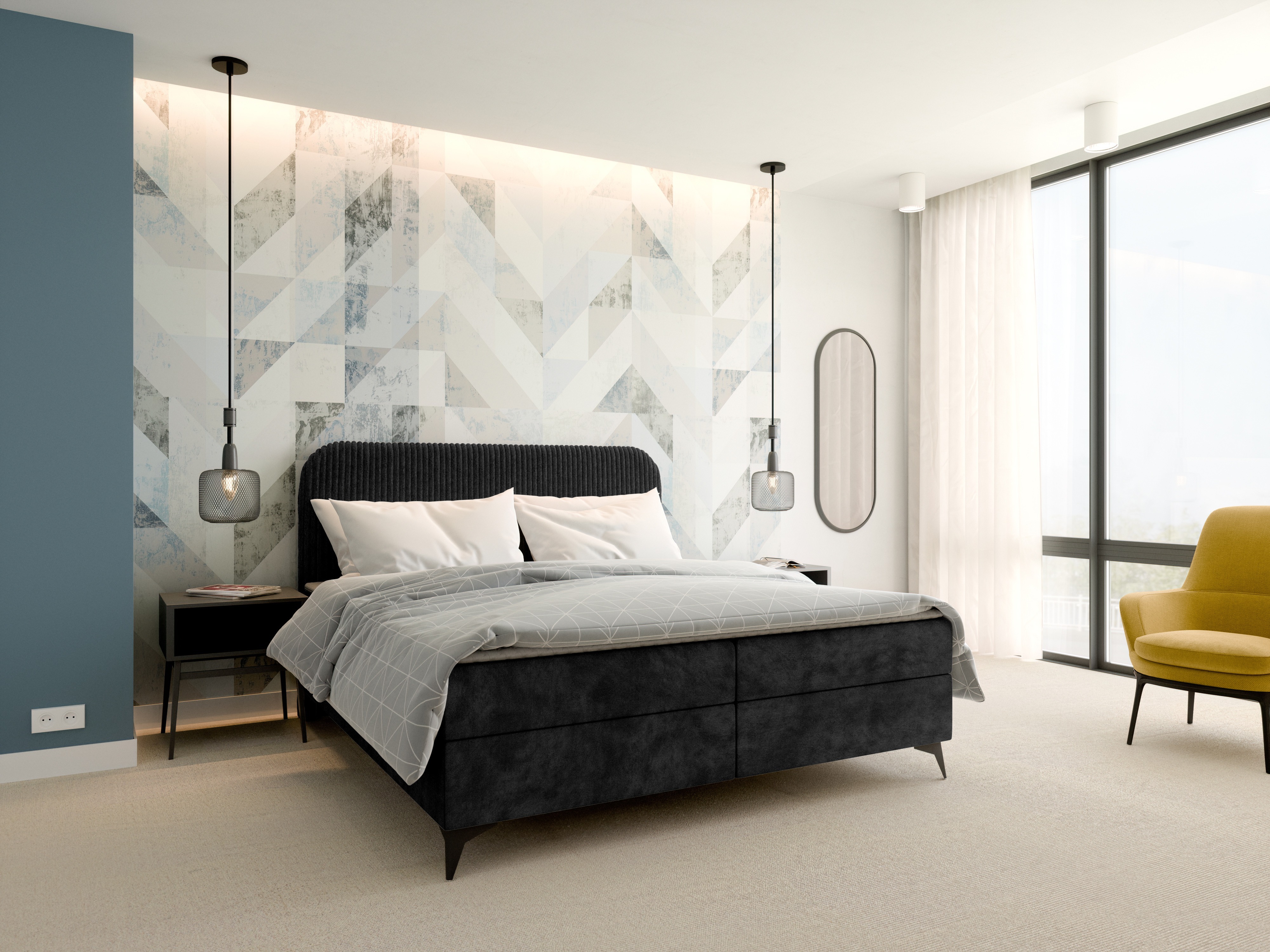 Boxspring postelja Franklin 173 (Tilia 100 + Manila 18)