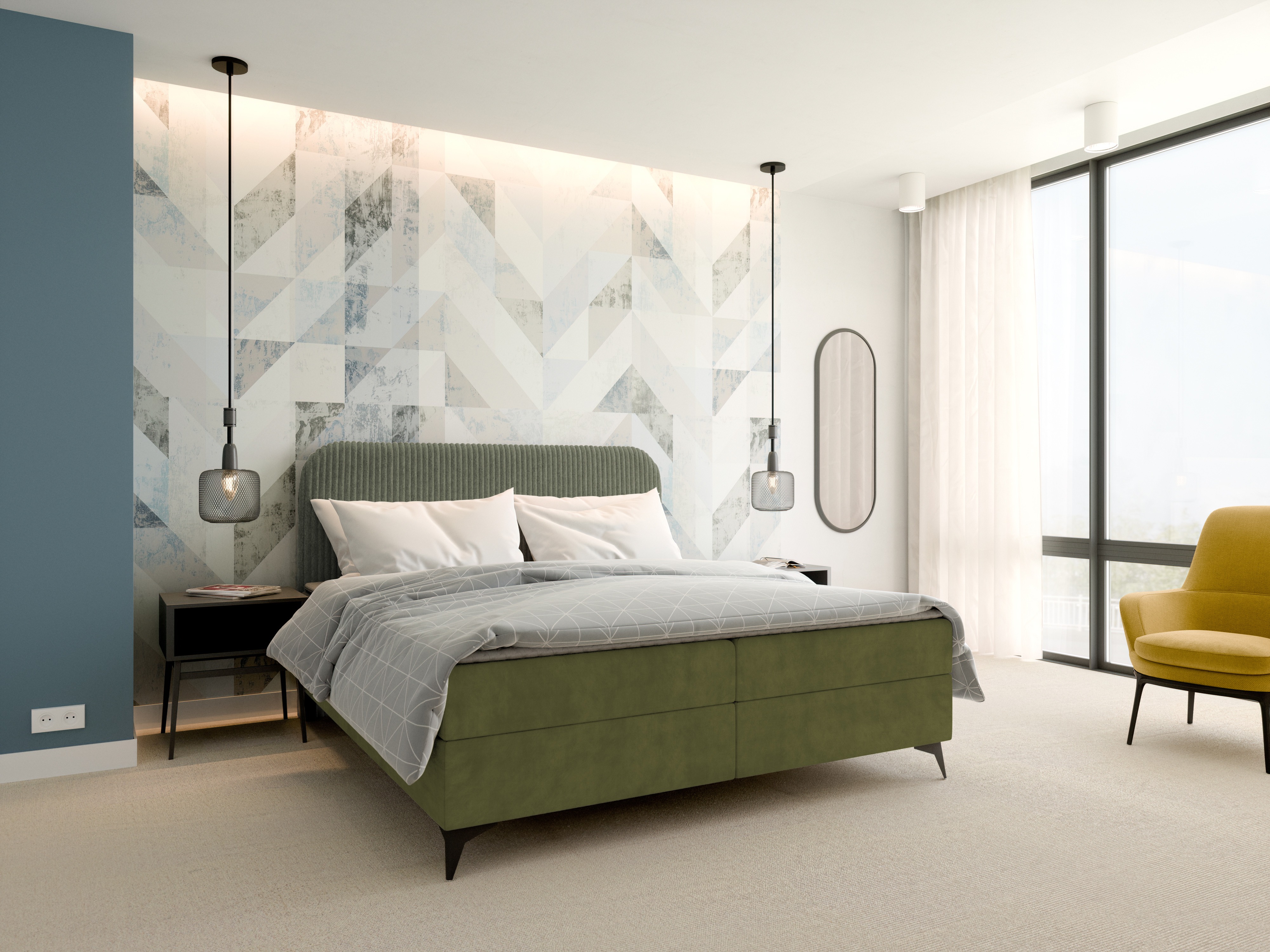 Boxspring postelja Franklin 173 (Tilia 37 + Manila 34)