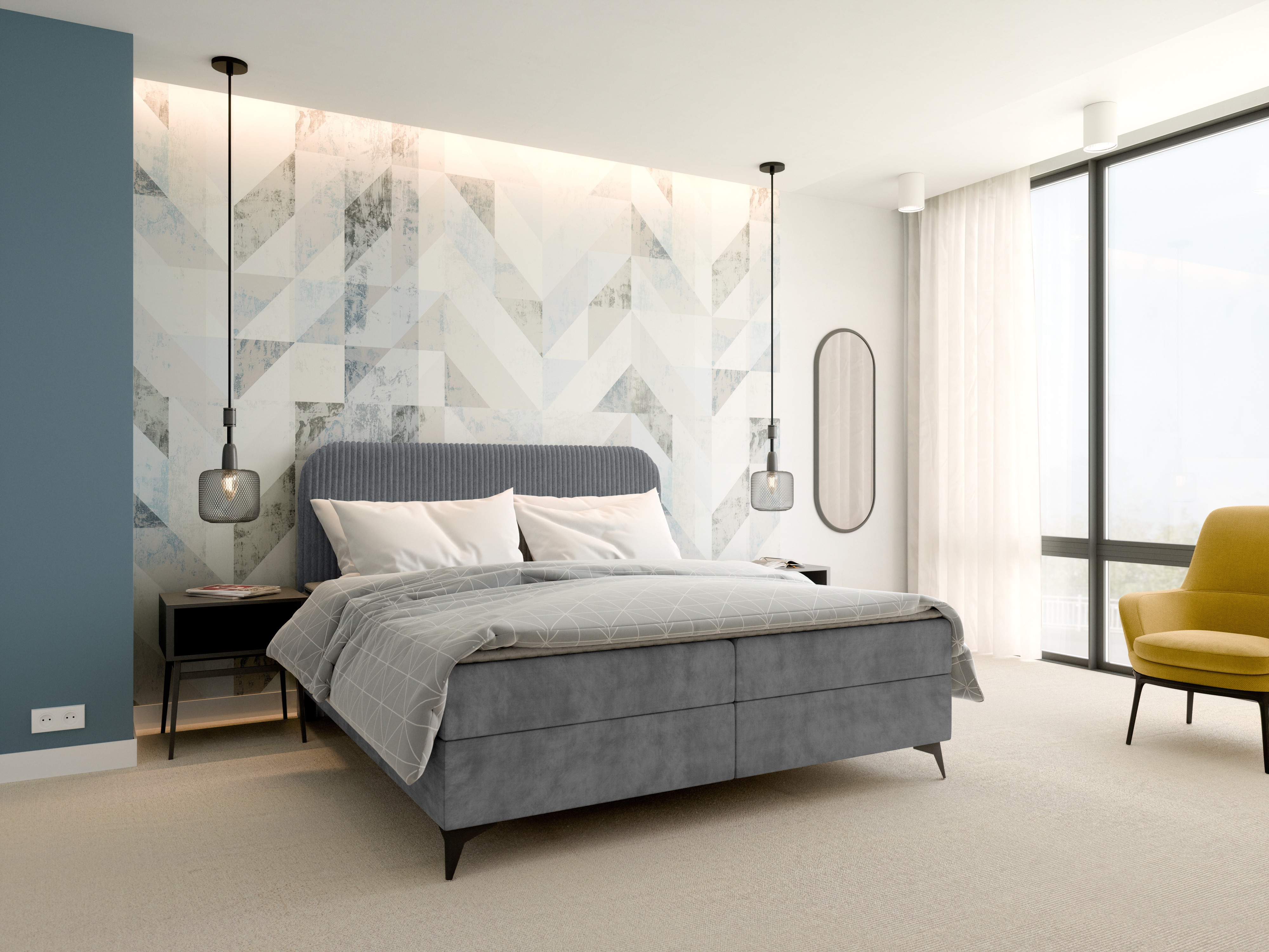 Boxspring postelja Franklin 173 (Tilia 90 + Manila 16)