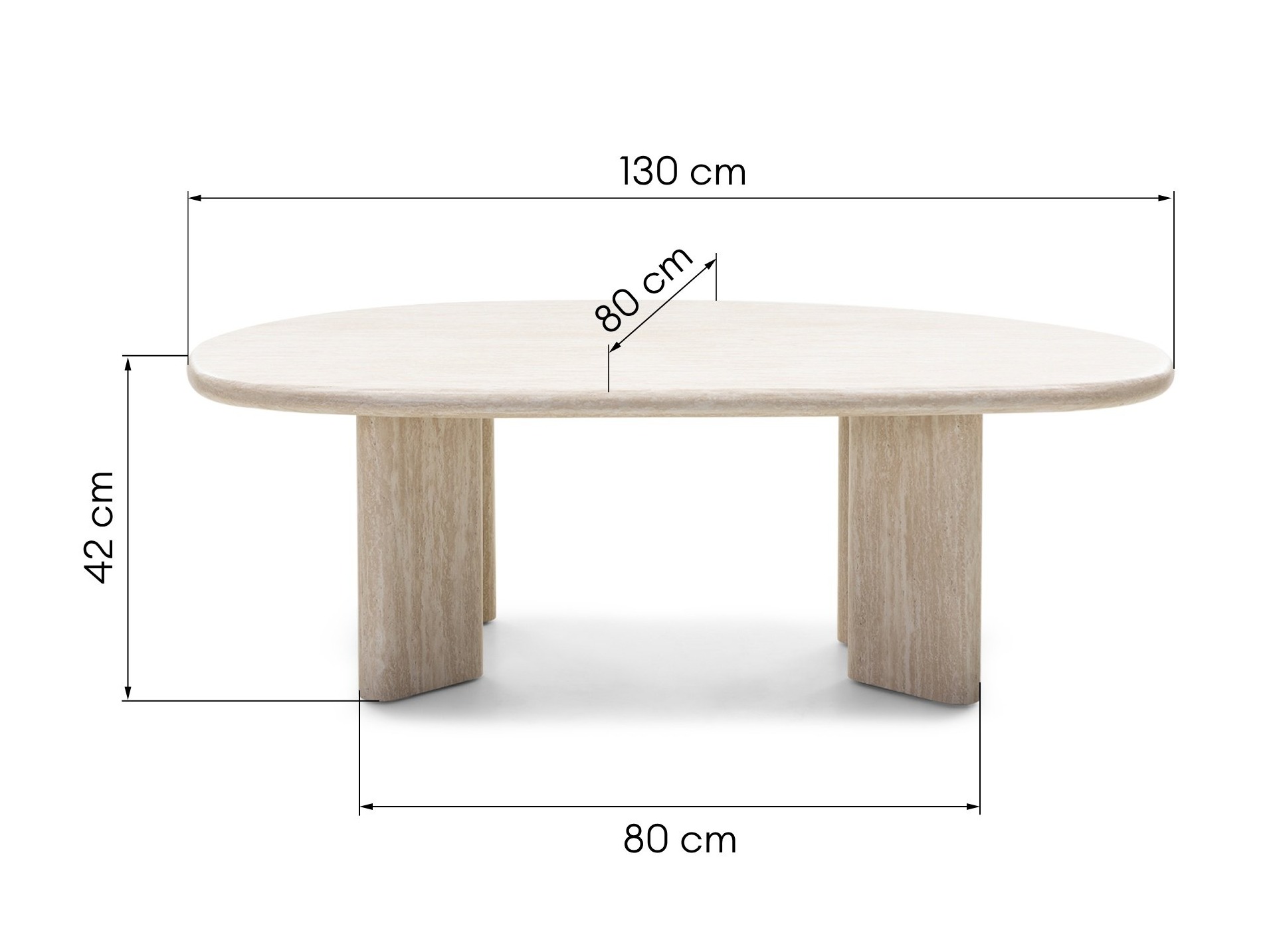 Klubska mizica Burleson 476 (Svetla Travertine)