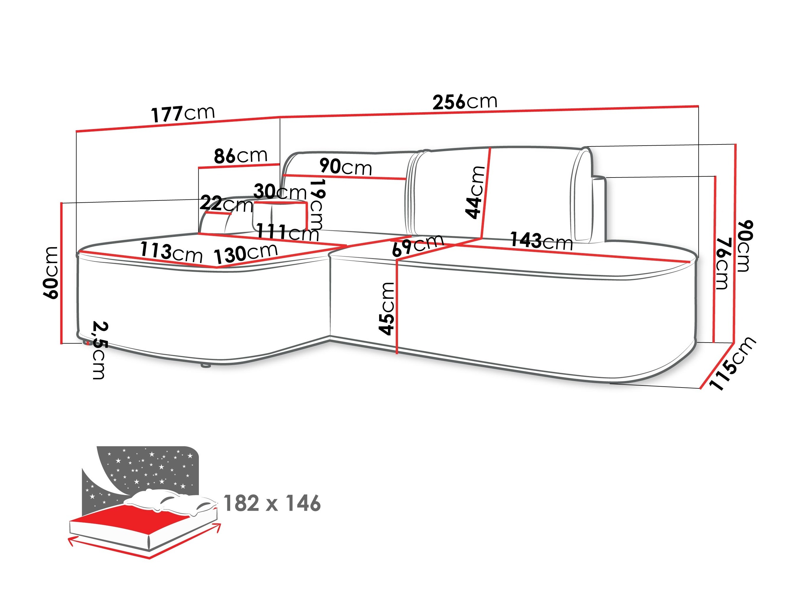 Kotna garnitura Comfivo Sensus (Coral 65)
