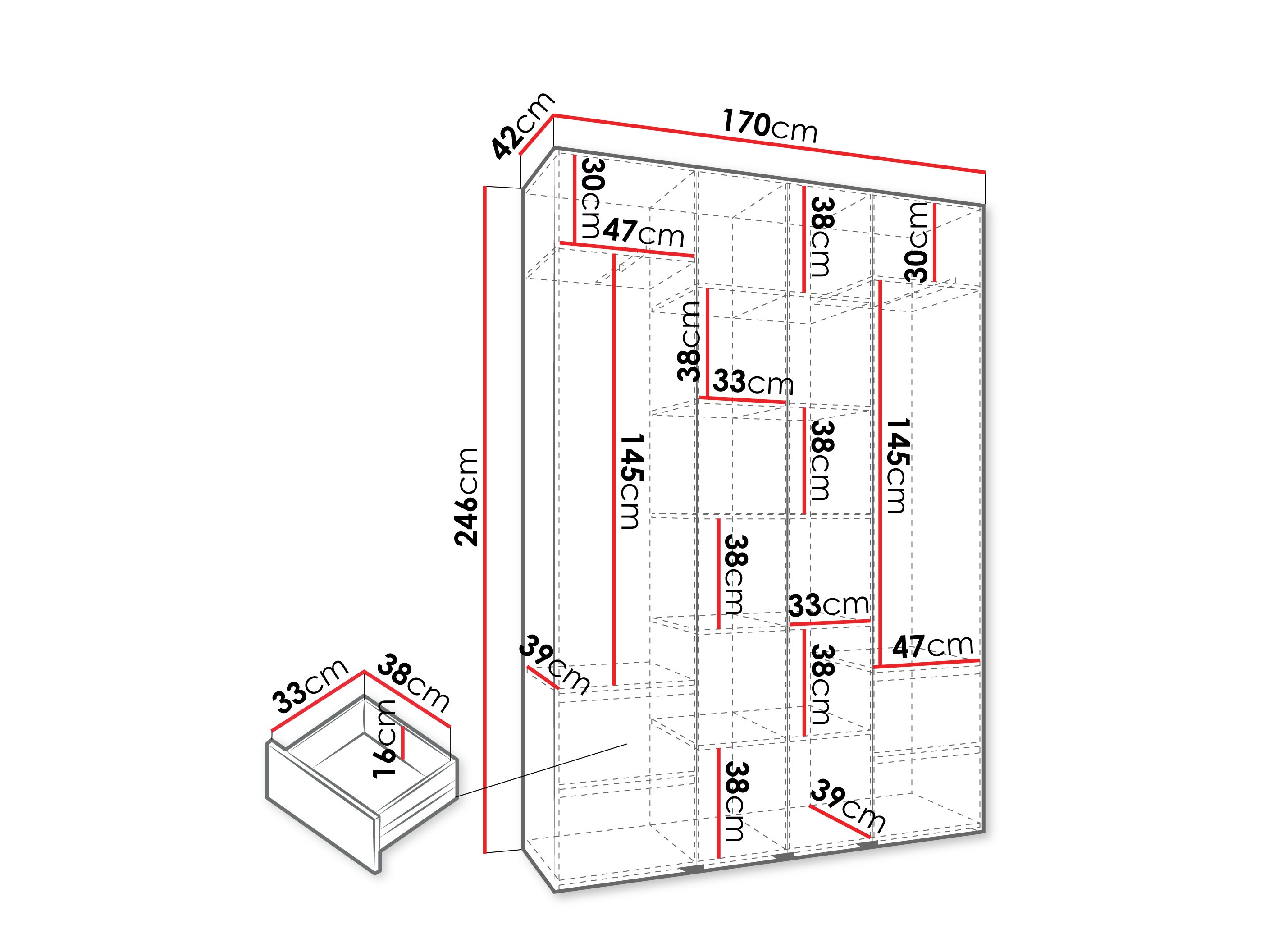 Garderobna omara Hartford 564 (Bela)
