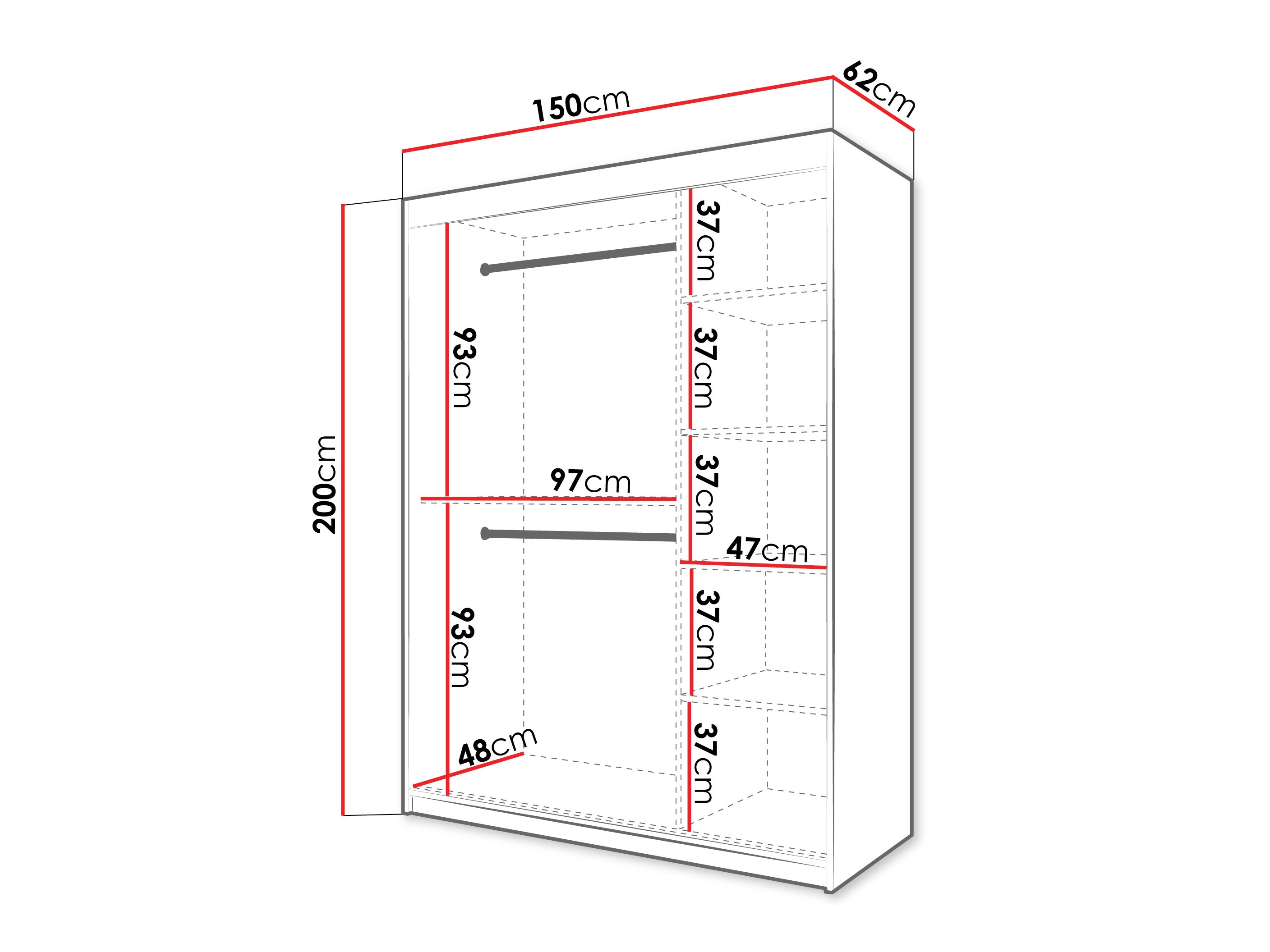 Garderobna omara Hartford 577 (Črna)
