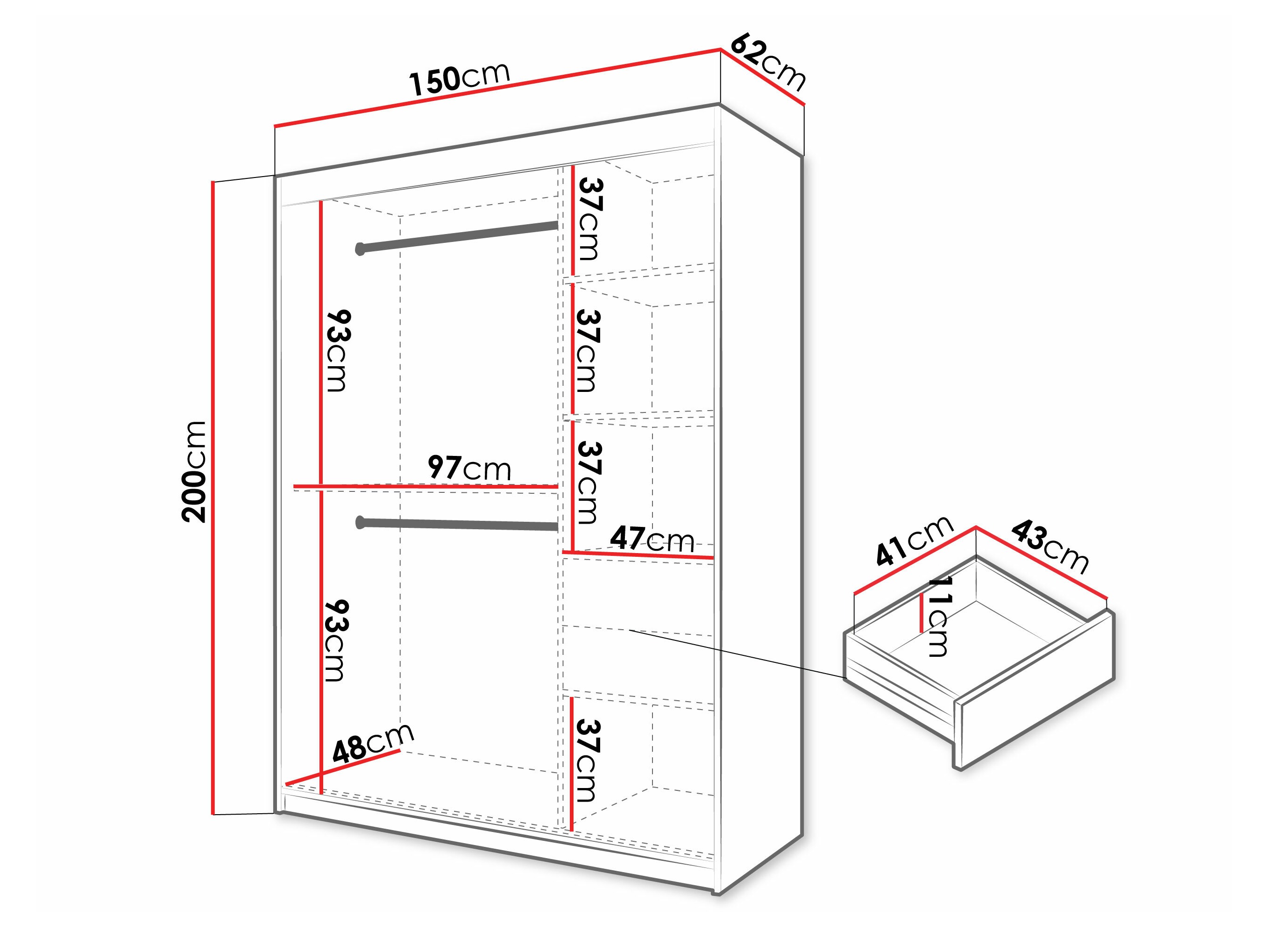 Garderobna omara Hartford 577 (Črna)