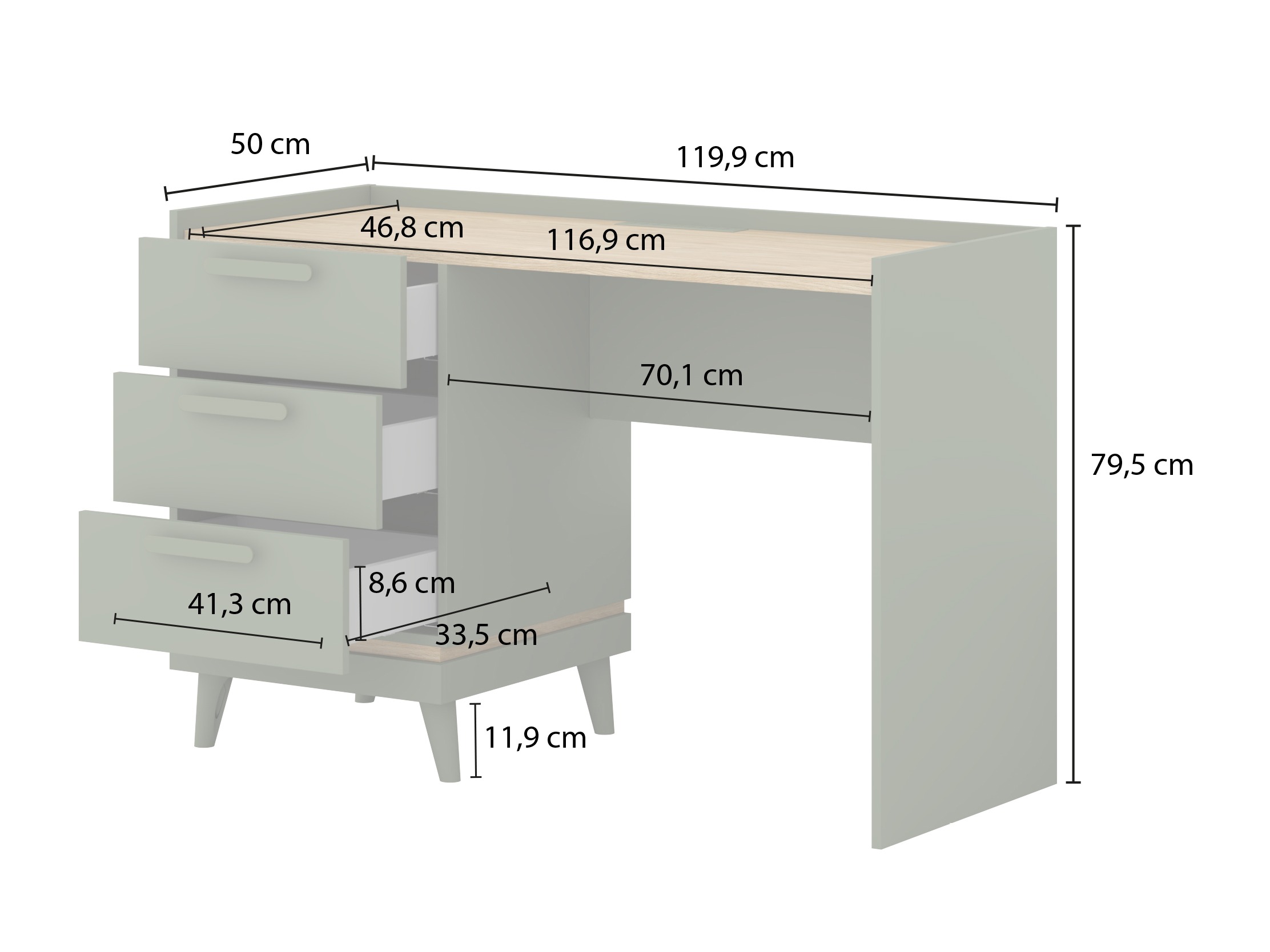 Pisalna miza Fertalu 103 (Zelena + Hrast)
