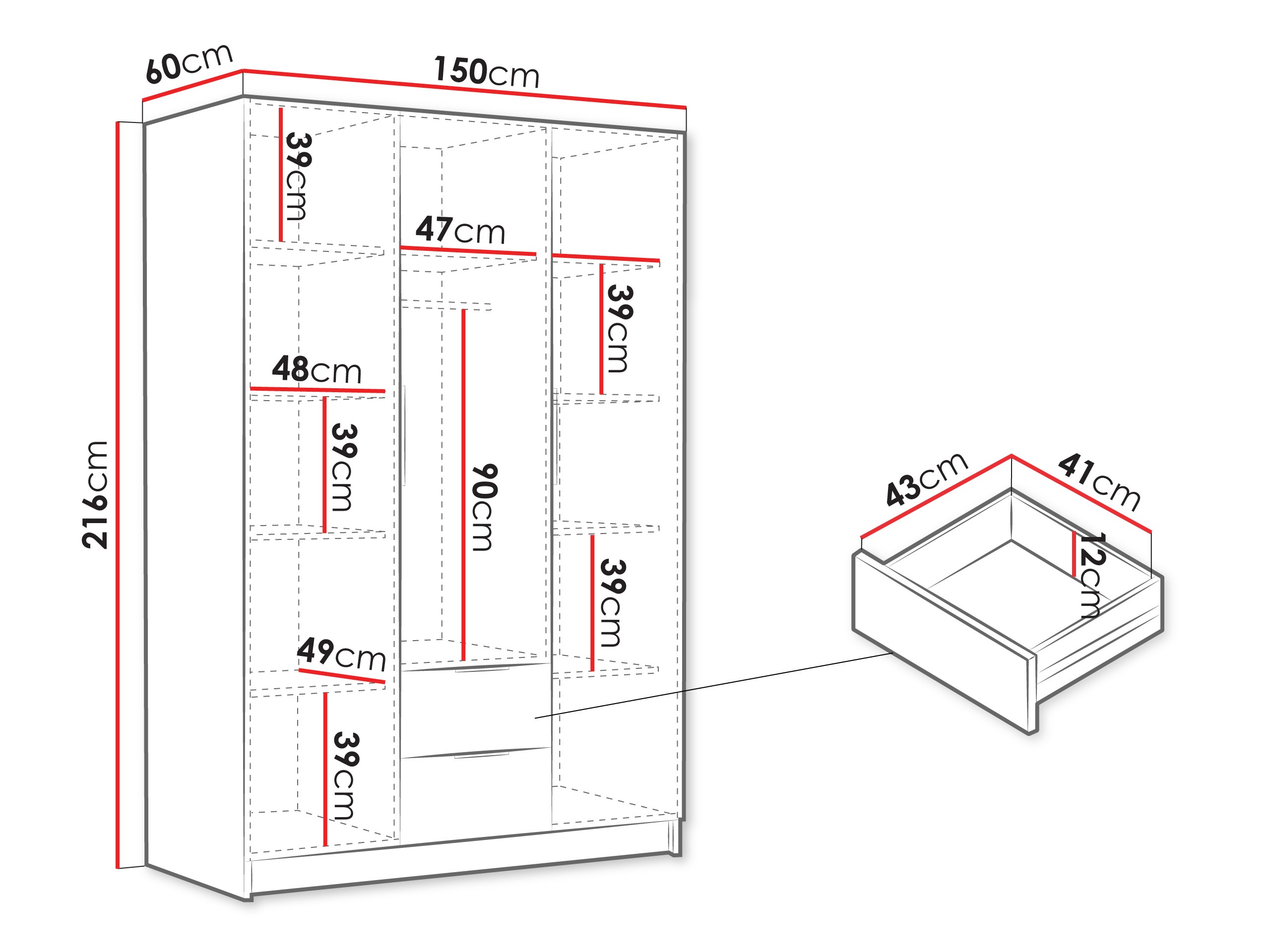 Garderobna omara Closico 200 (Črna)