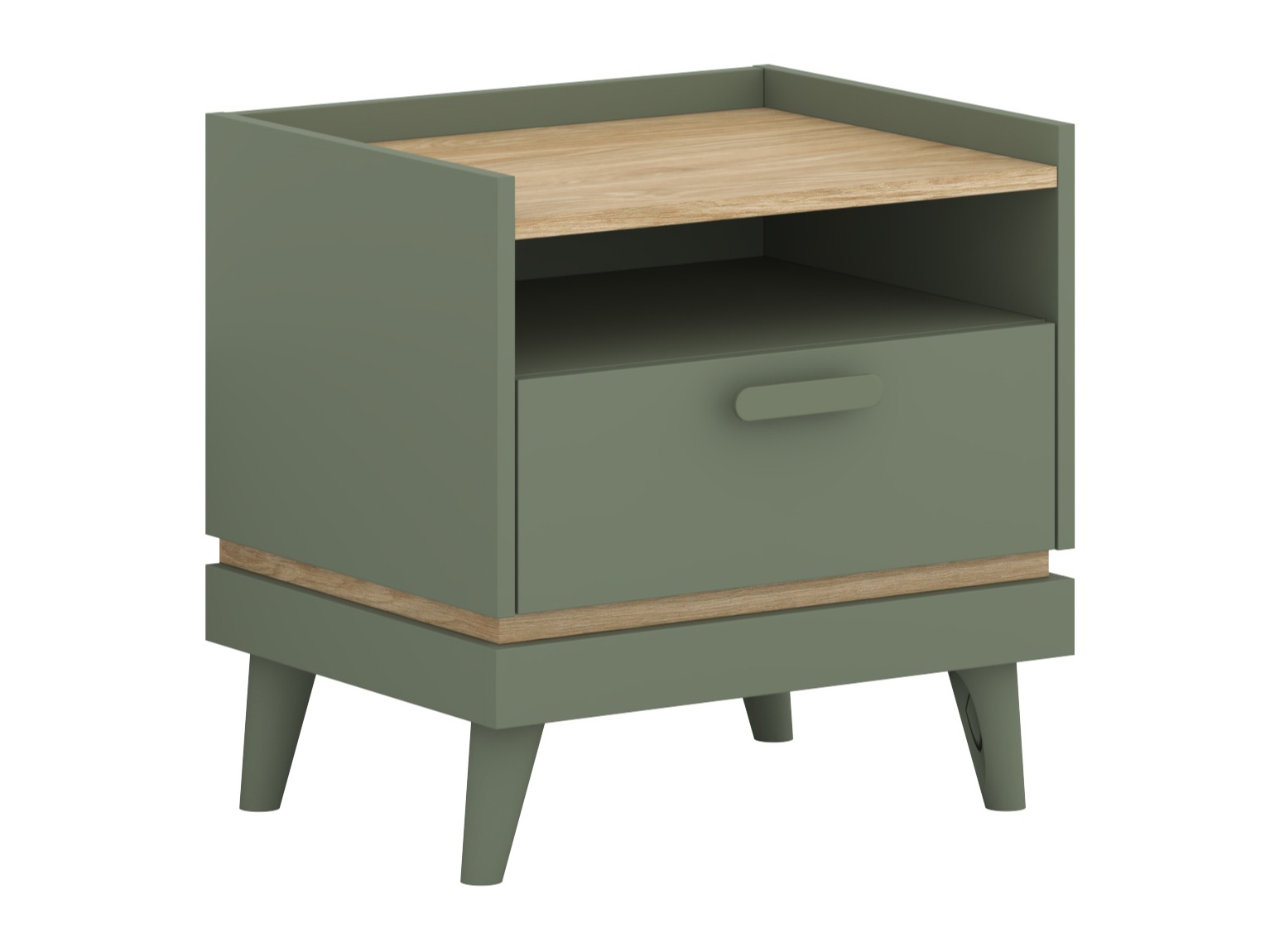 Nočna omarica Fertalu 102 (Zelena + Hrast)