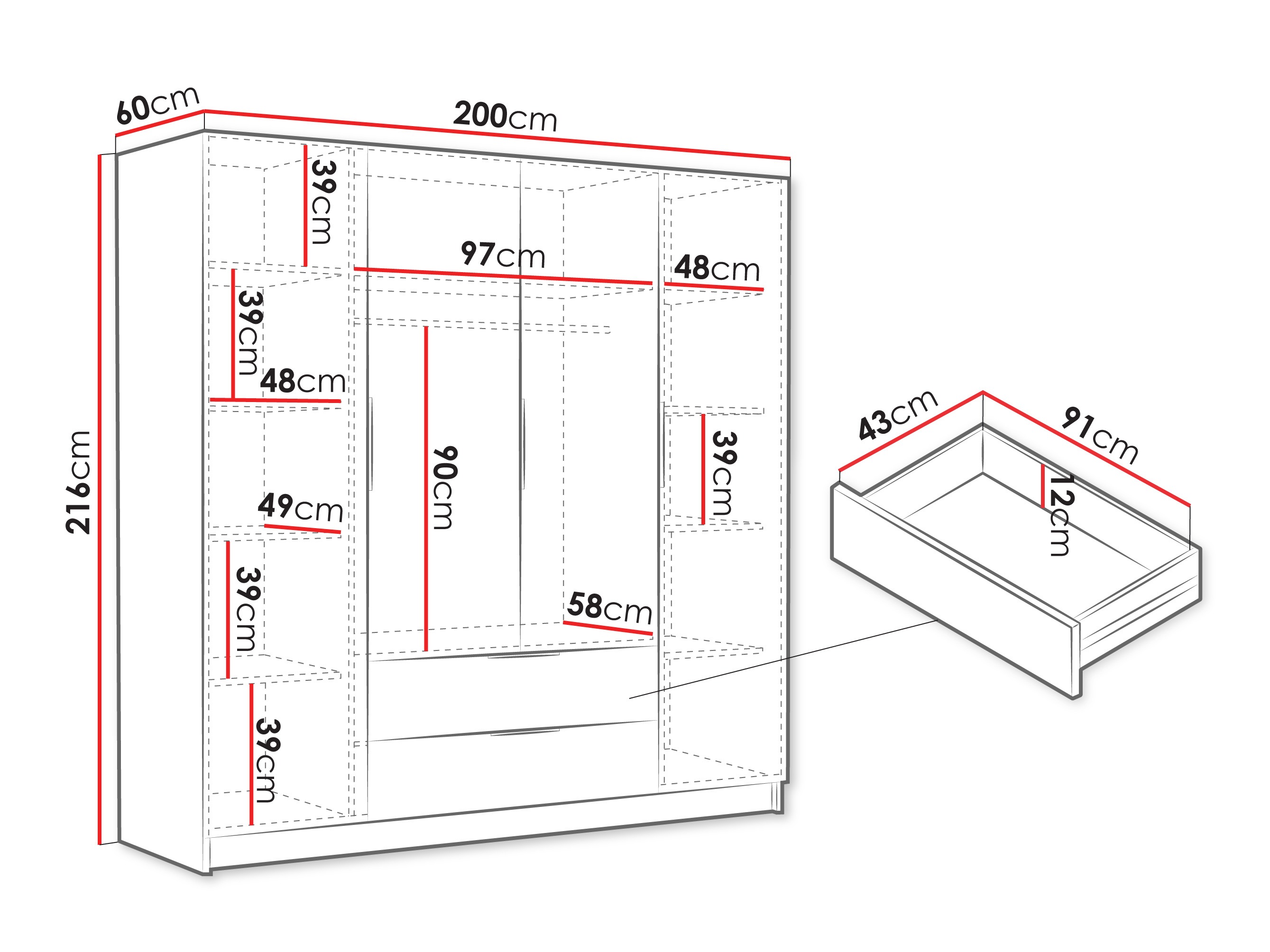 Garderobna omara Closico 202 (Kašmir)