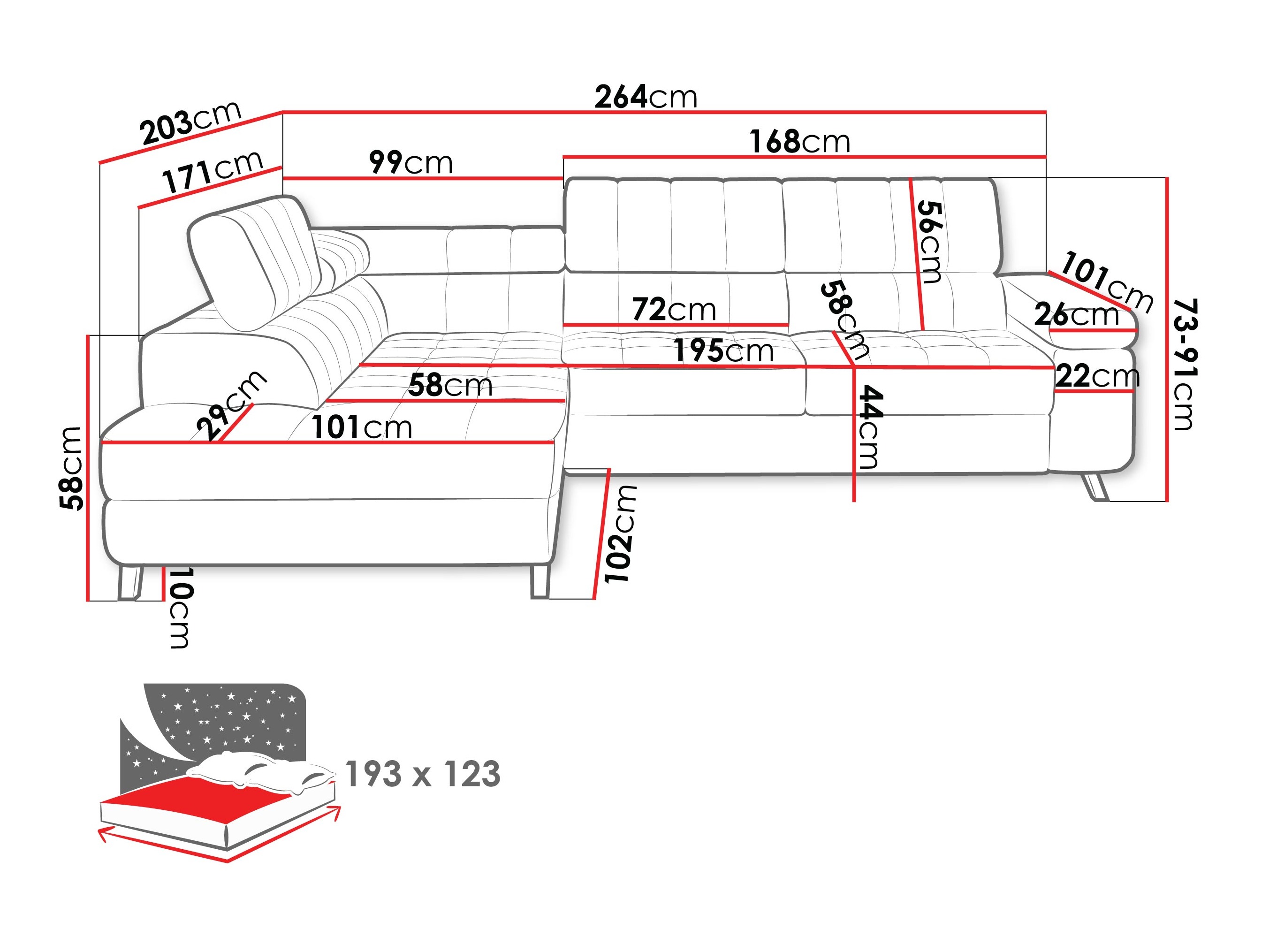 Kotna garnitura Comfivo Agnus (Piano 26)
