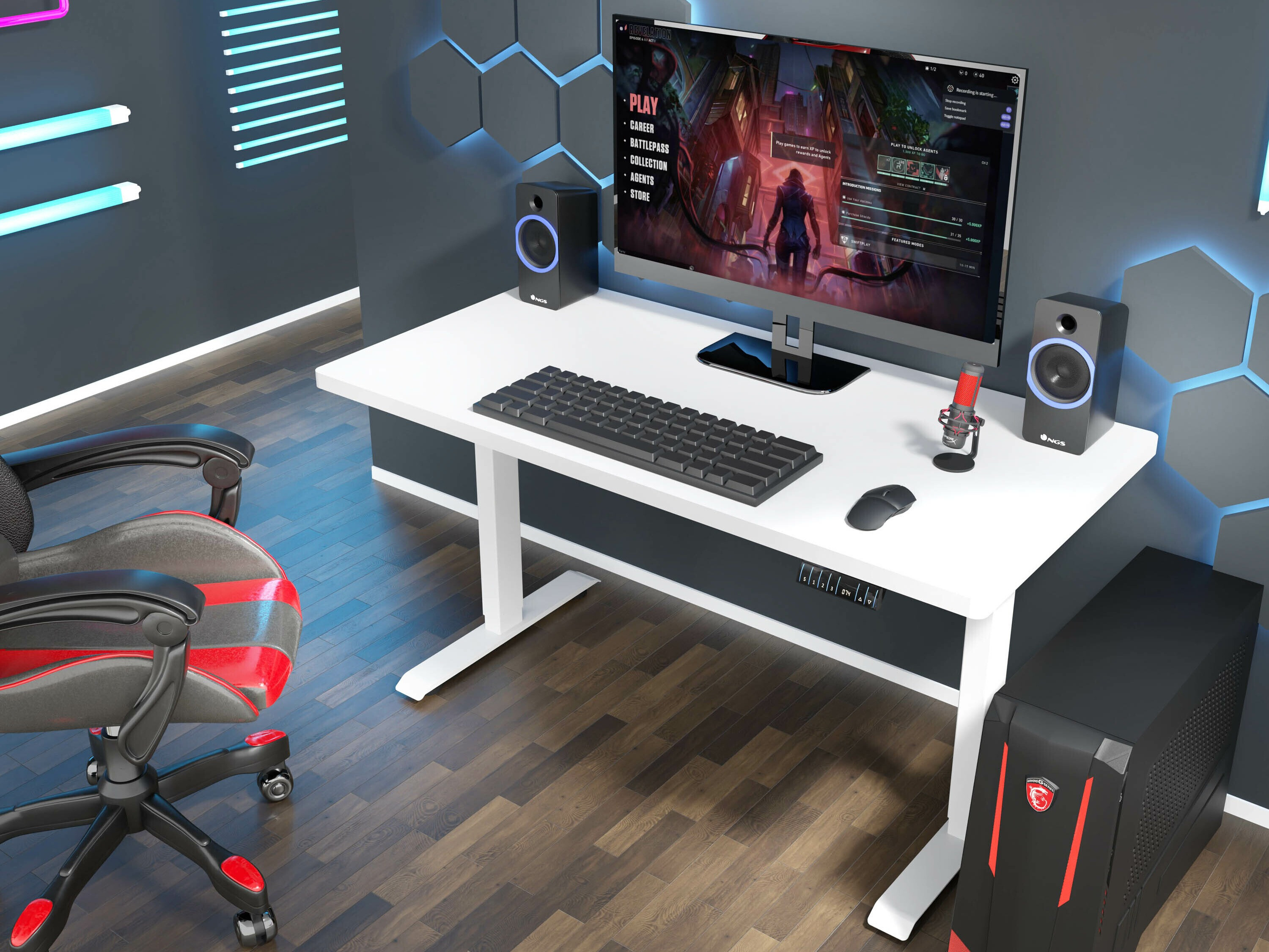 Dvižna pisalna miza Buffalo 184 (Bela)