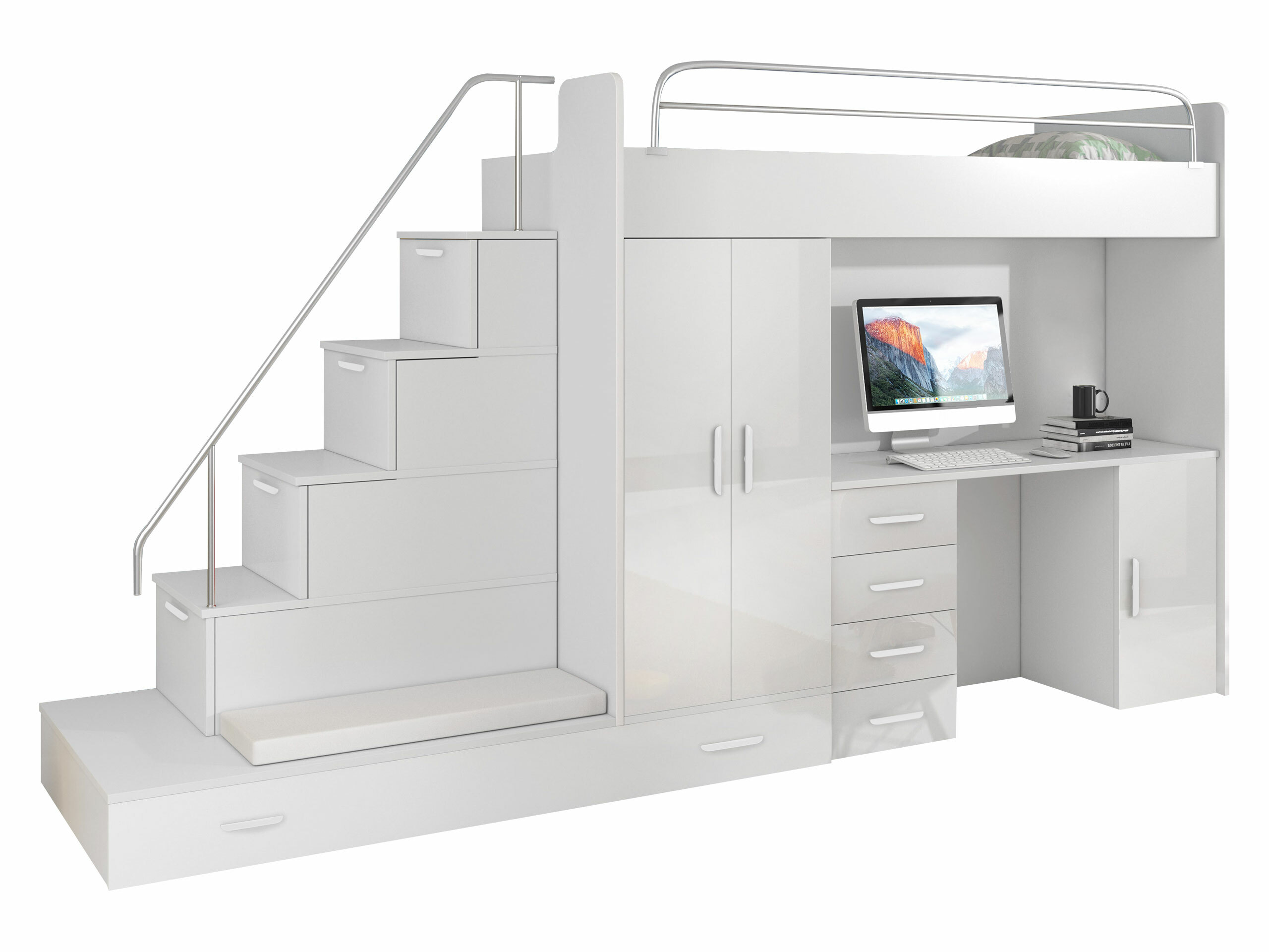 Komplet pohištva za otroško sobo Campus I (Bela + Sijaj bela)