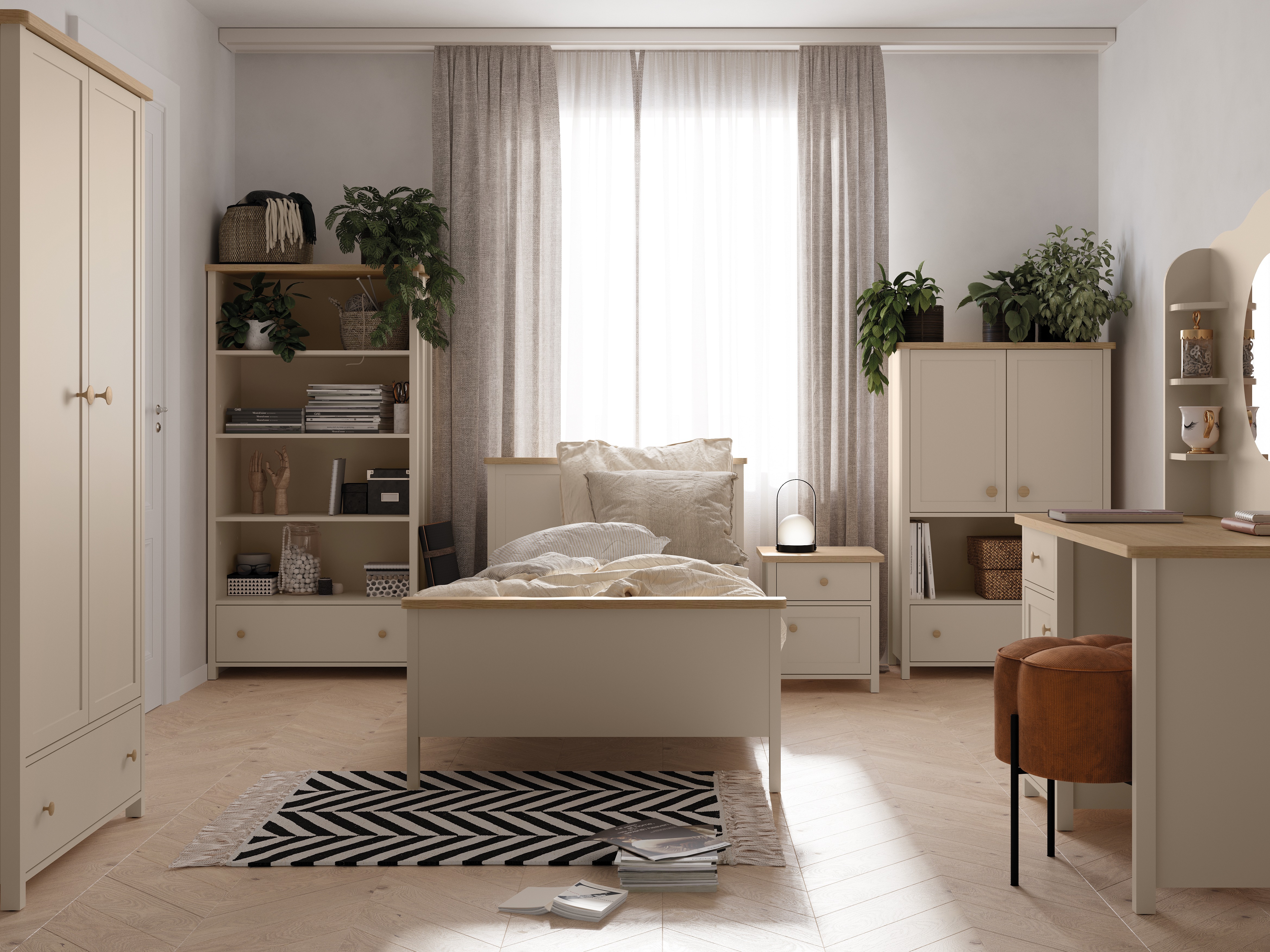 Garderobna omara Romelbo 145 (Bež + Hrast)