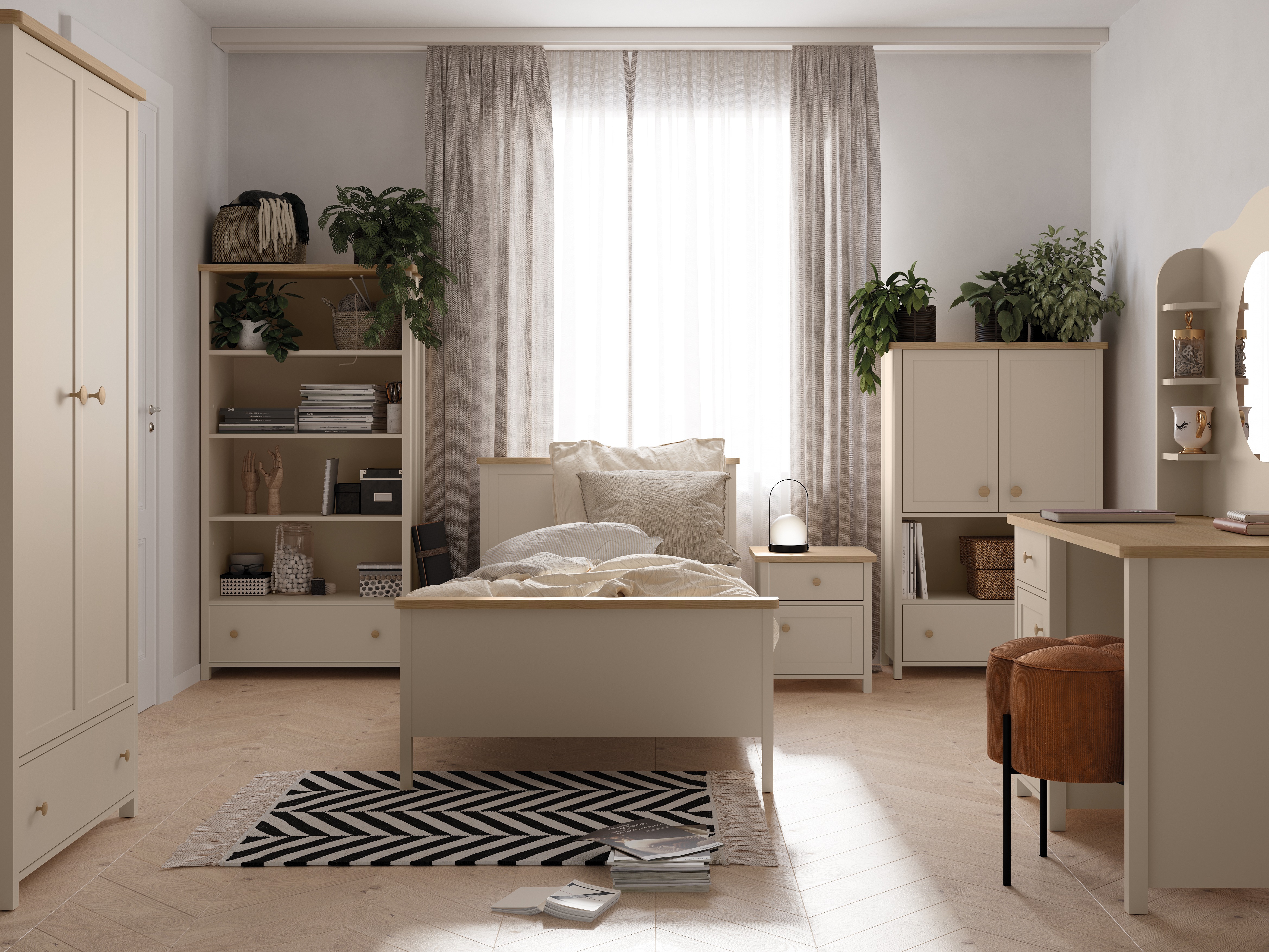 Regal Romelbo 142 (Bež + Hrast)