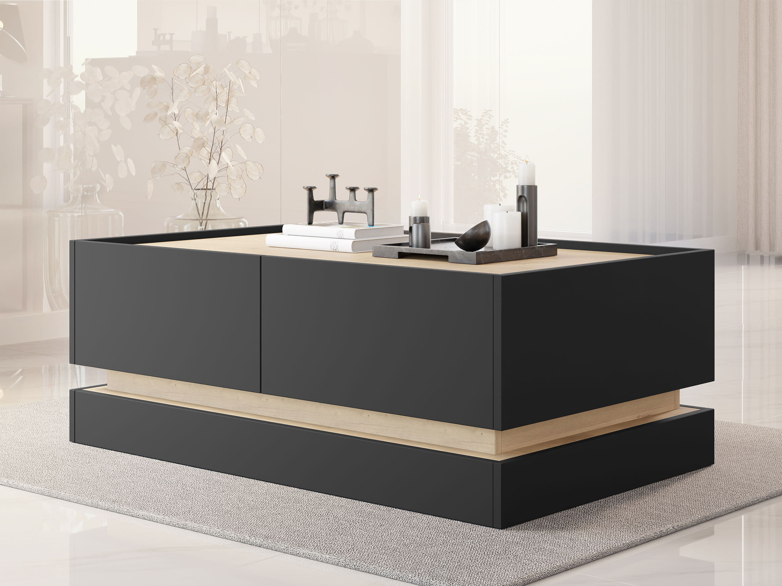 Klubska mizica Comfivo Dalvenu 103 (Črna + Hrast)