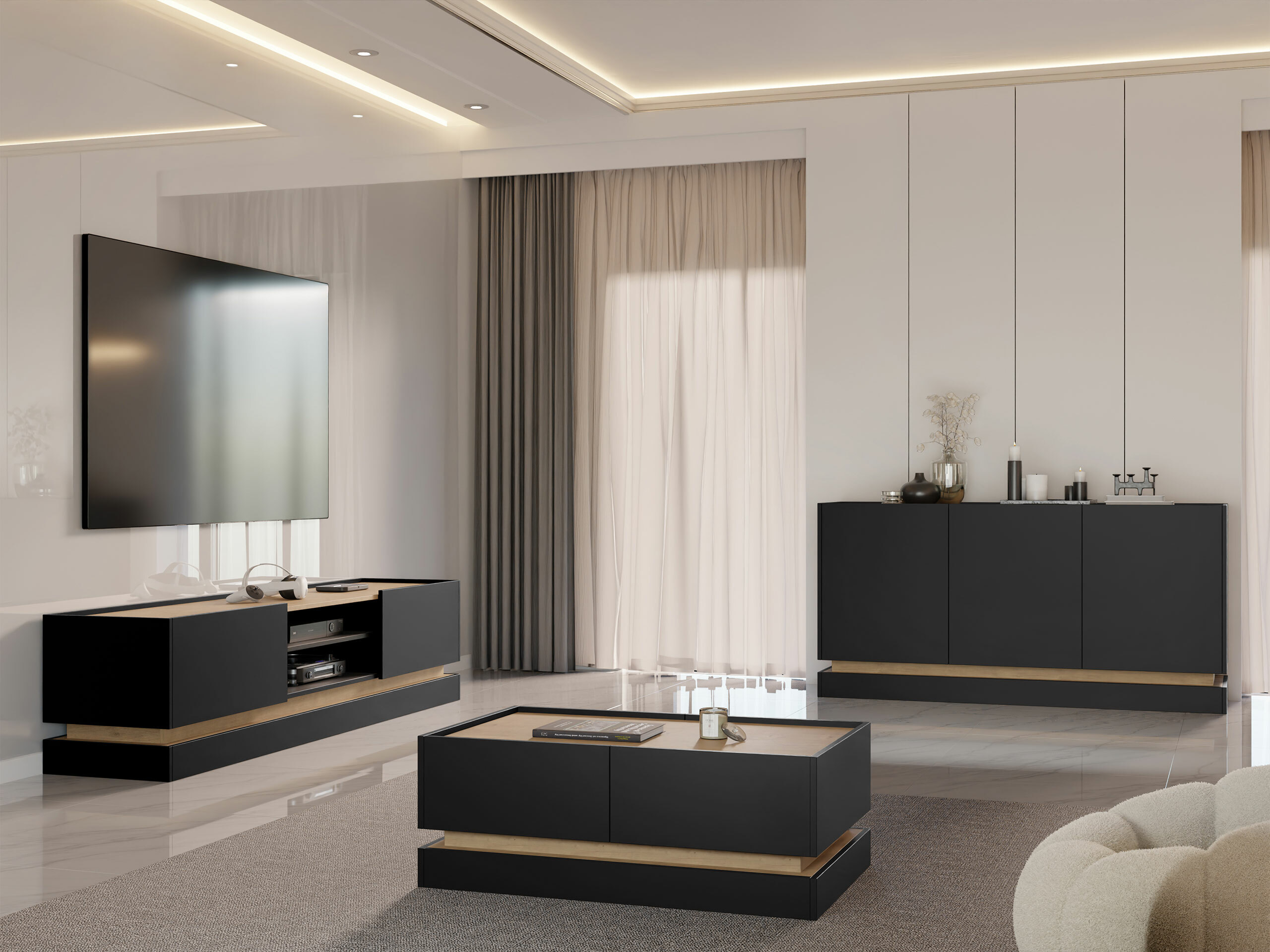 Klubska mizica Comfivo Dalvenu 103 (Črna + Hrast)