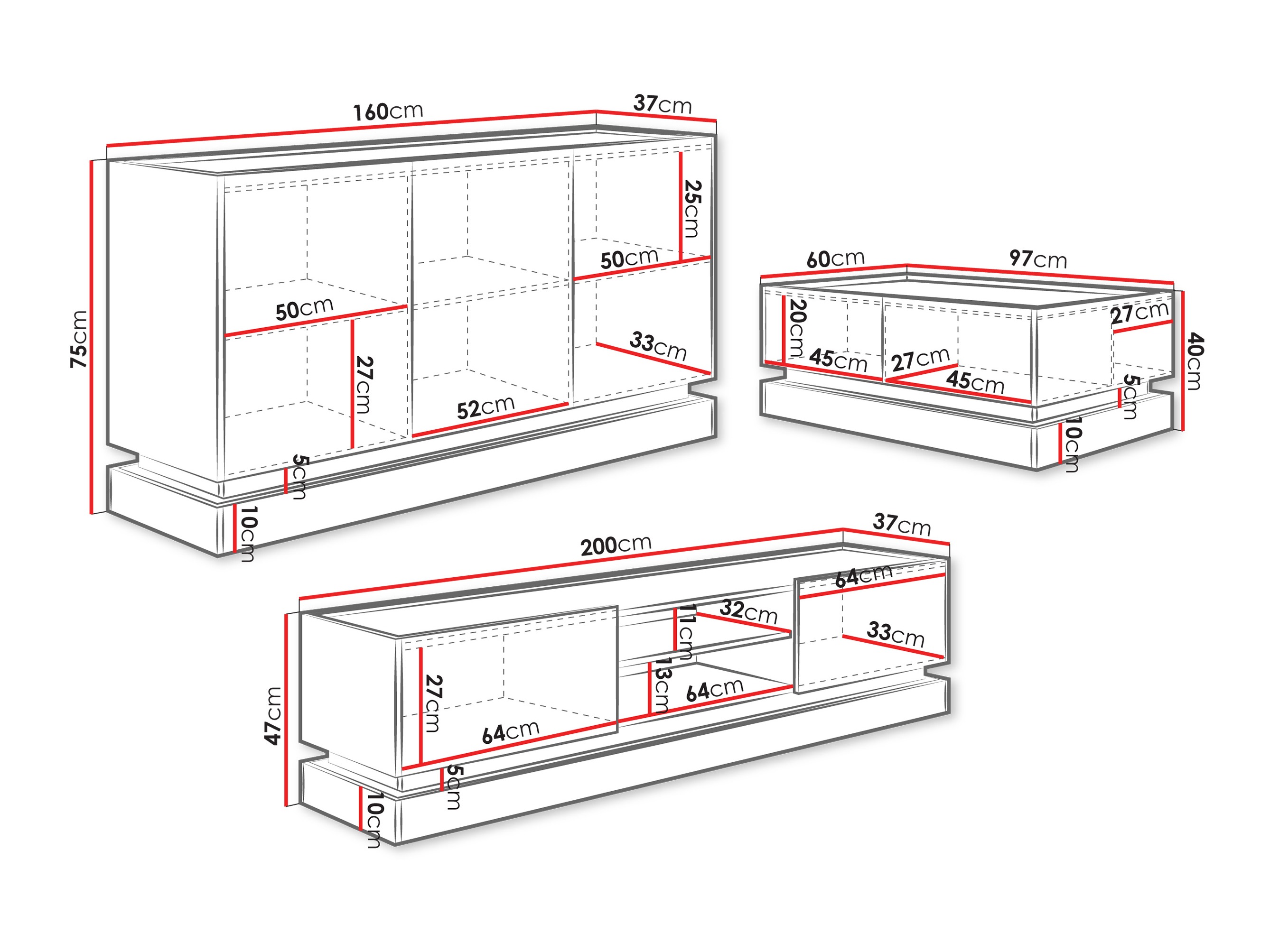 Komplet za dnevno sobo Comfivo Tilia (Črna + Hrast)