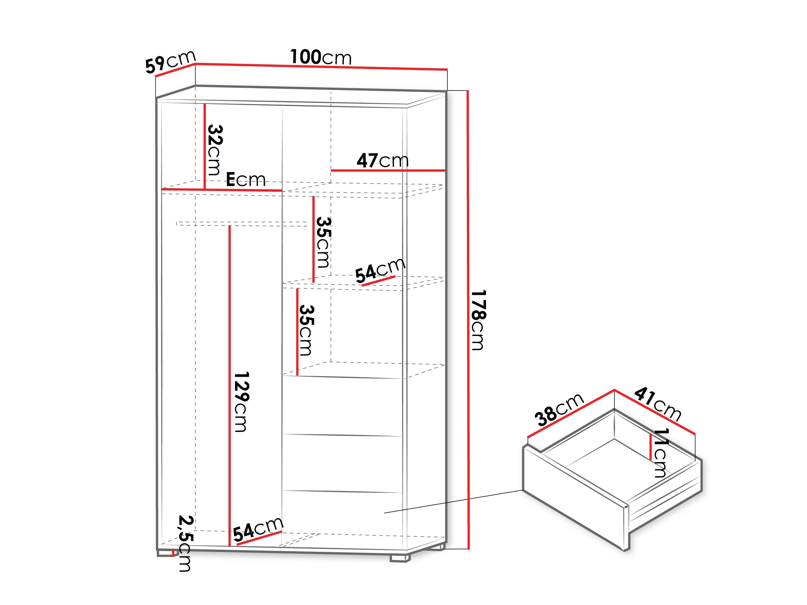 Garderobna omara Comfivo Tutela (Bela)