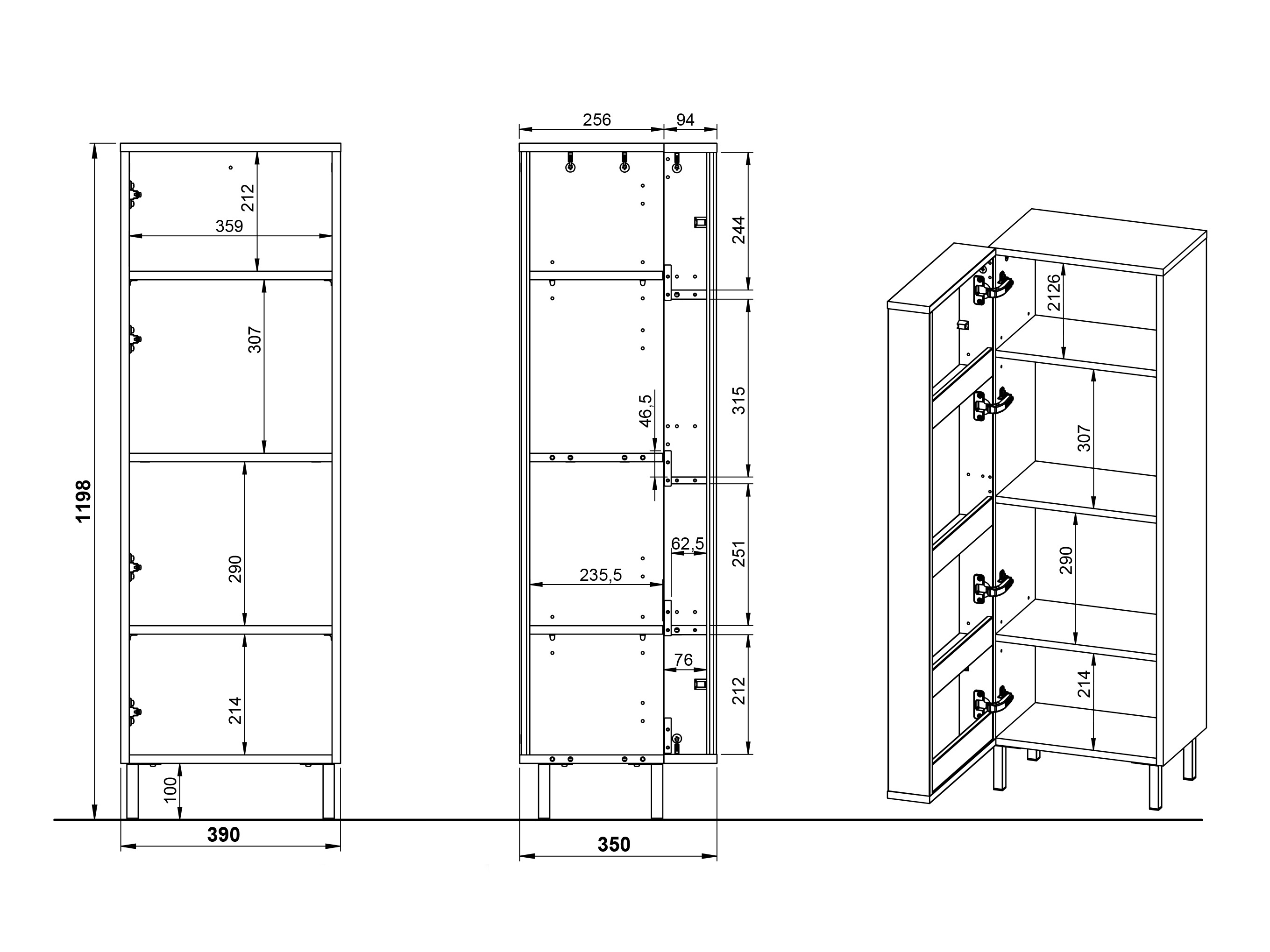 Prostostoječa Kopalniška omarica Fenetro 101