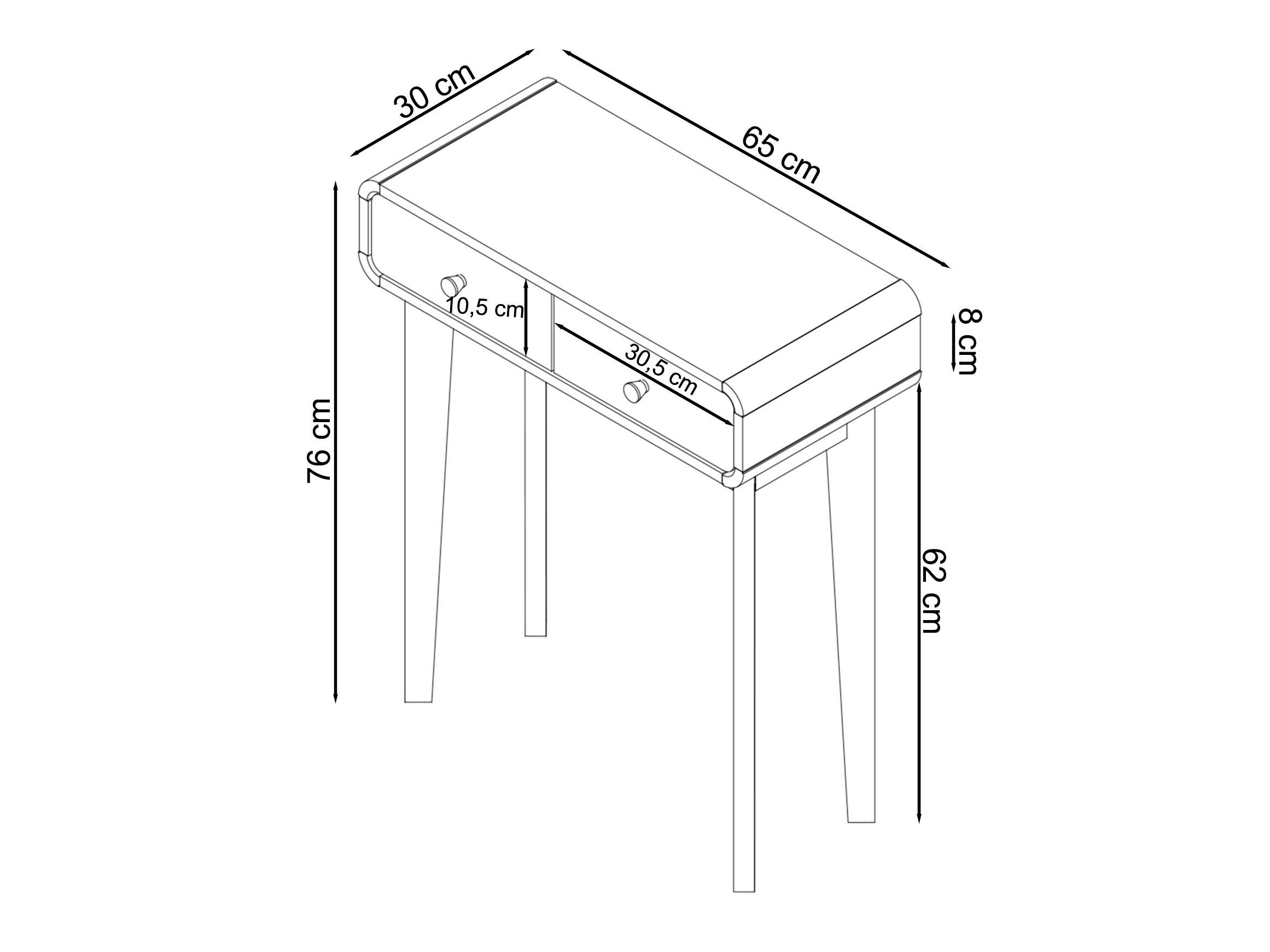 Konzolna miza Elbtena 106 (Bela + Hrast)