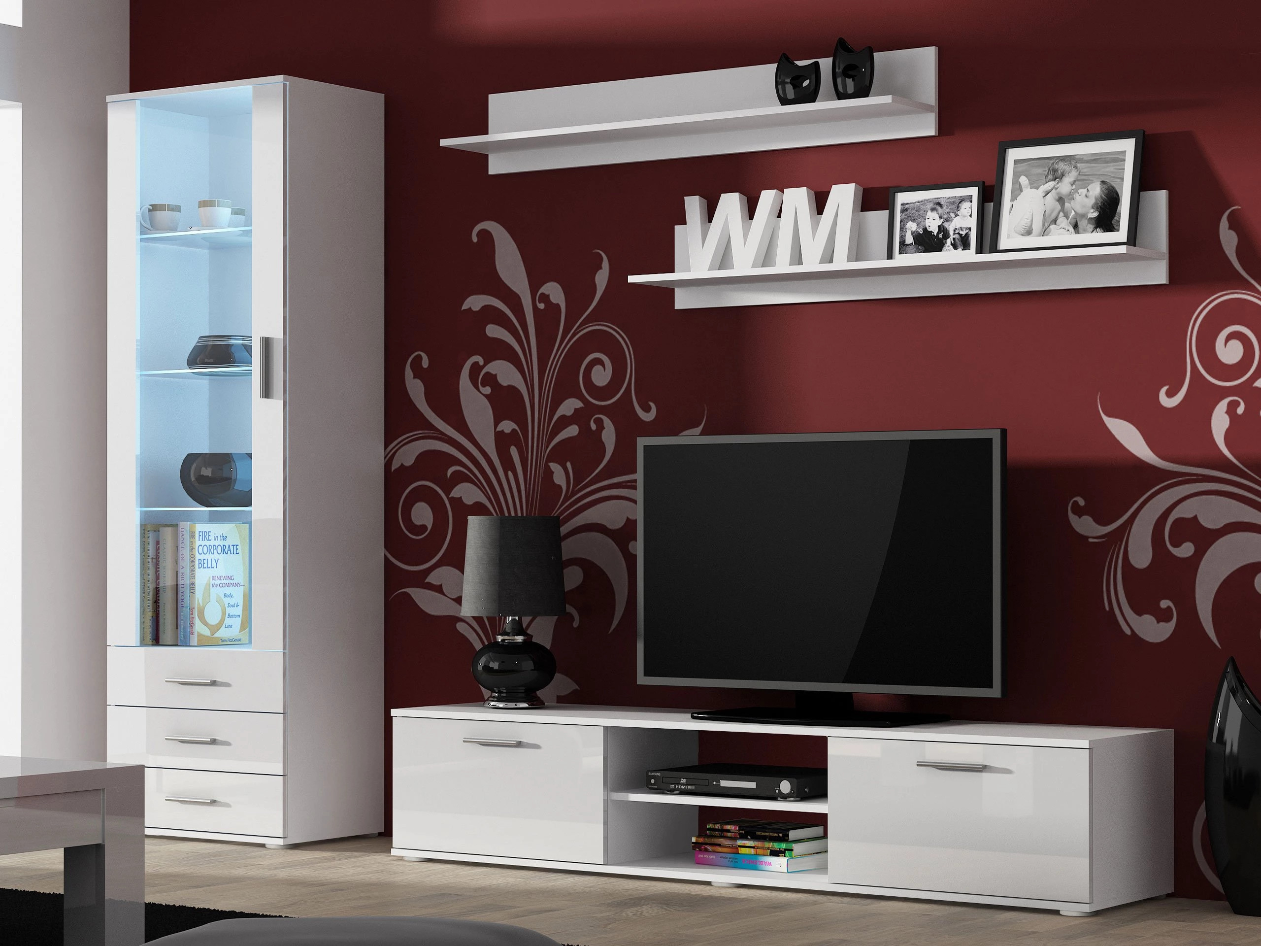 Komplet za dnevno sobo Tornola 107 (Bela + Sijaj bela)