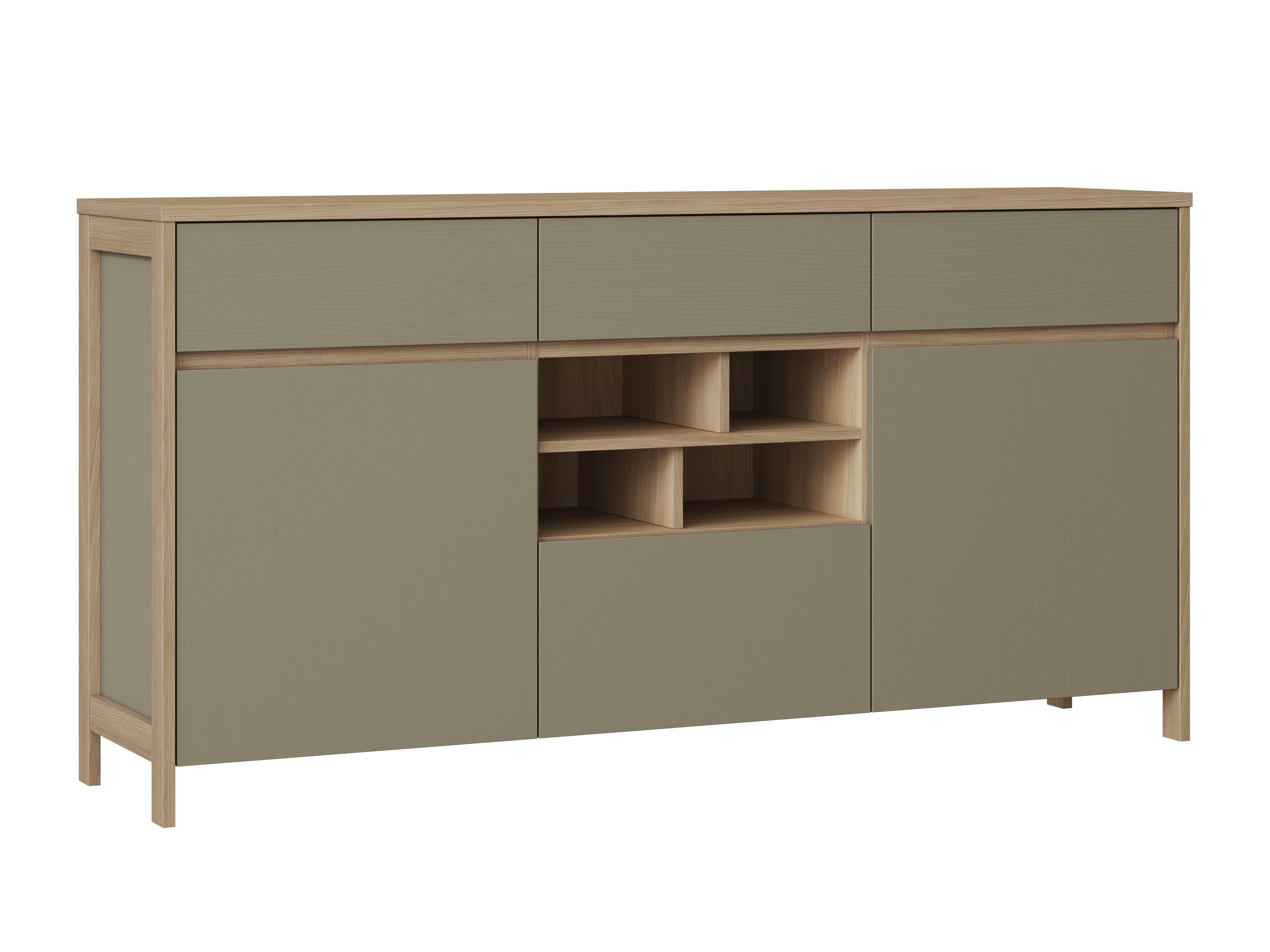 Komoda Fermaru 104 (Prašno zelena + Hrast)