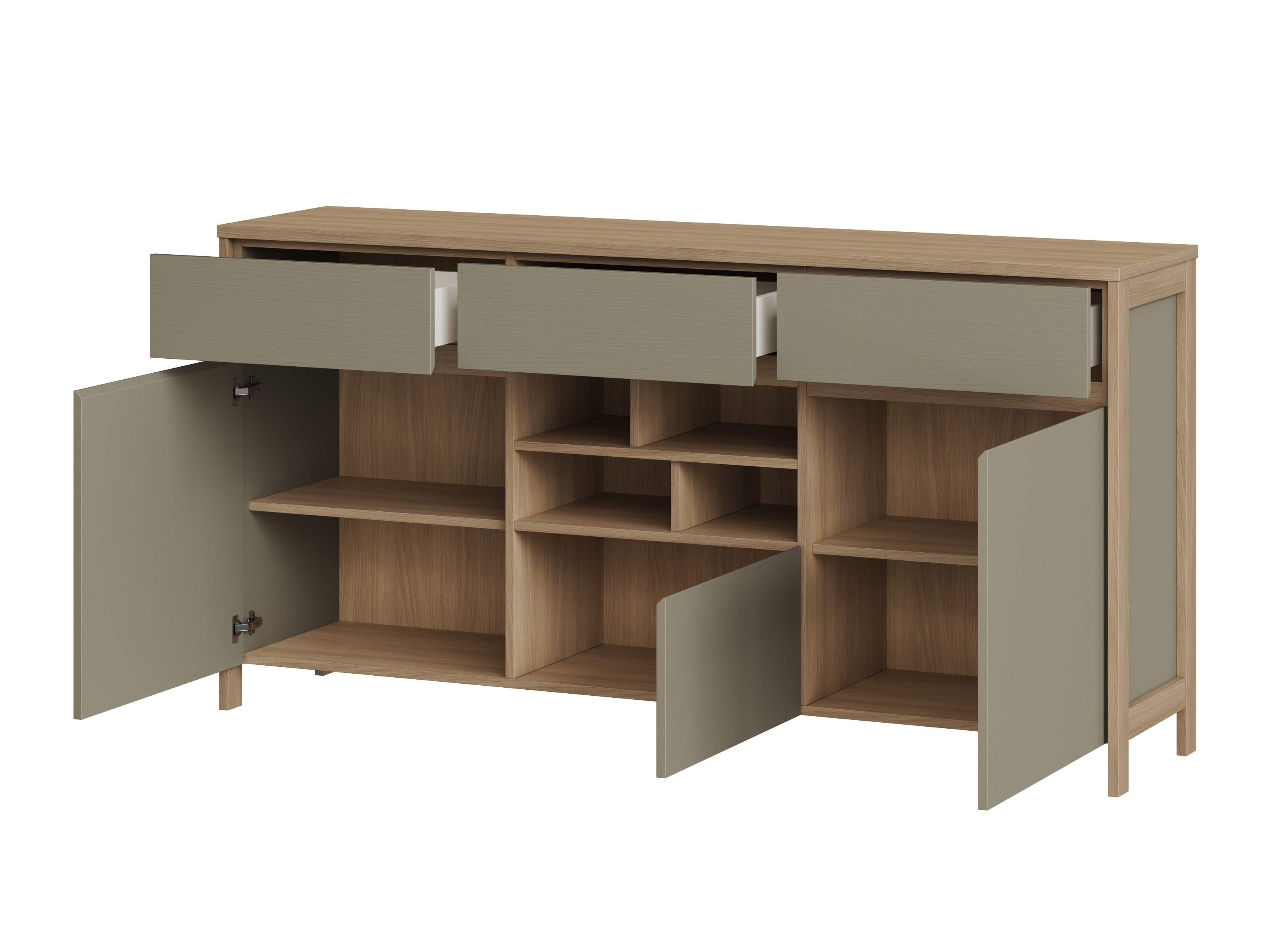 Komoda Fermaru 104 (Prašno zelena + Hrast)