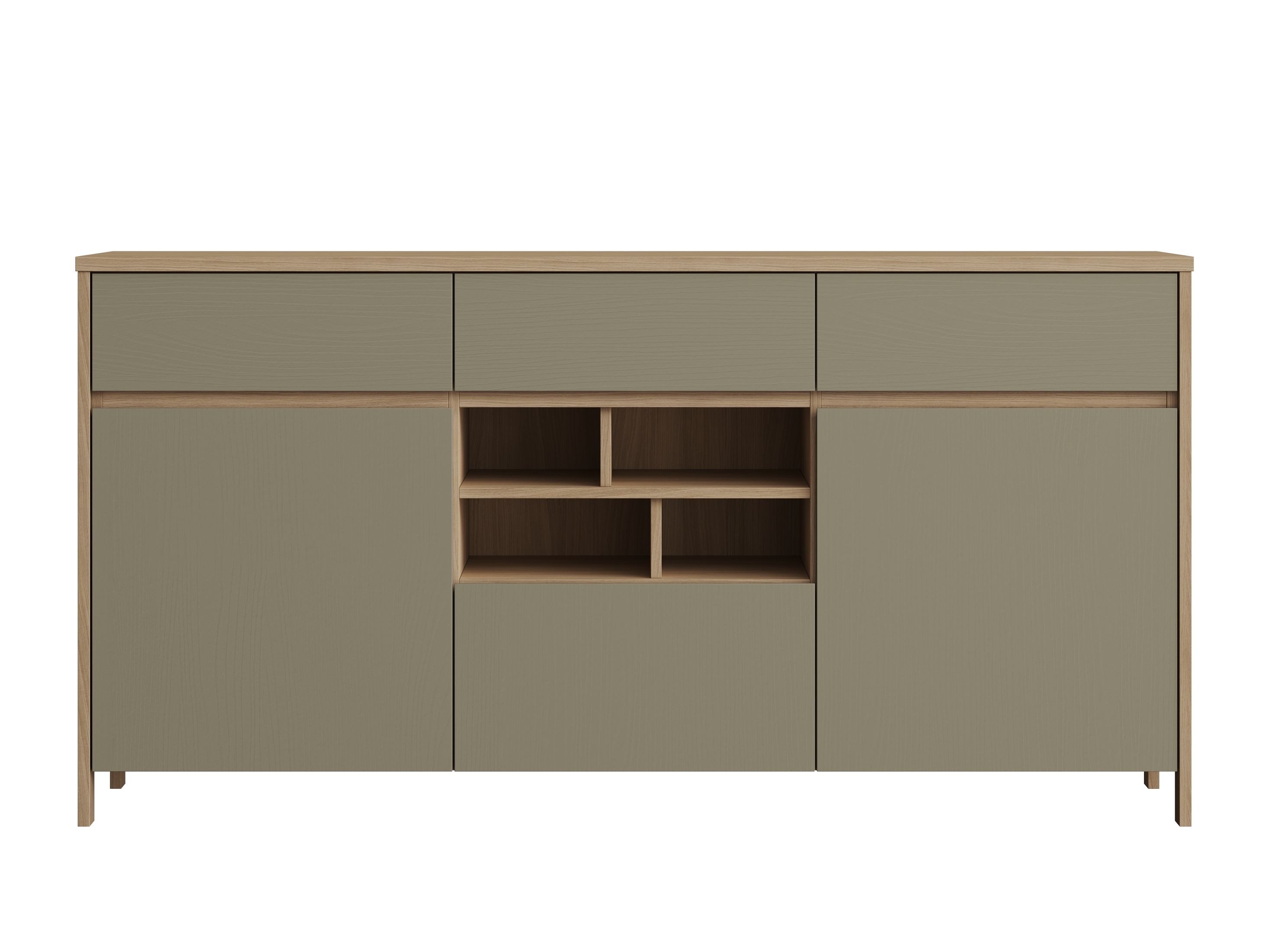 Komoda Fermaru 104 (Prašno zelena + Hrast)