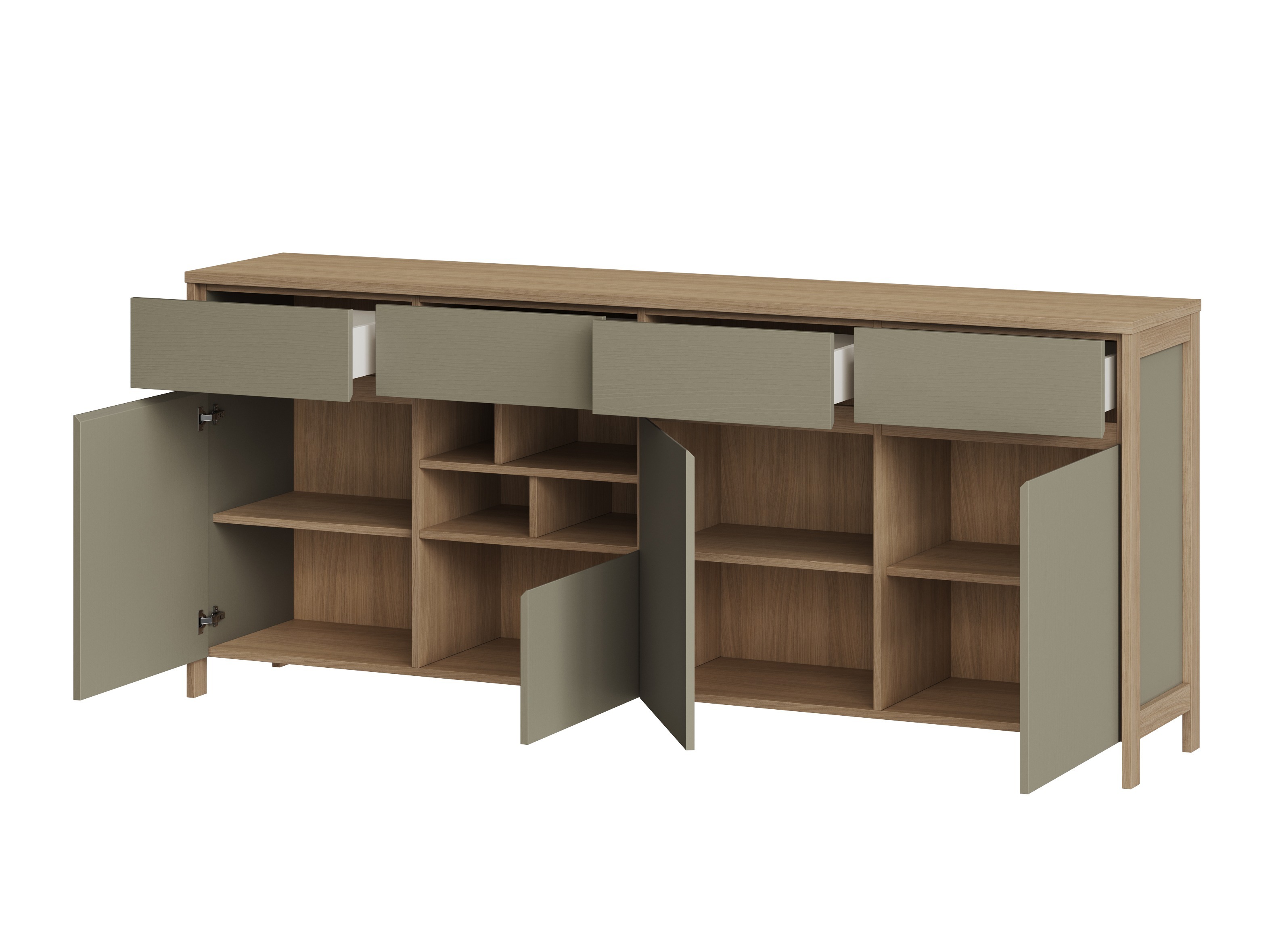 Komoda Fermaru 105 (Prašno zelena + Hrast)