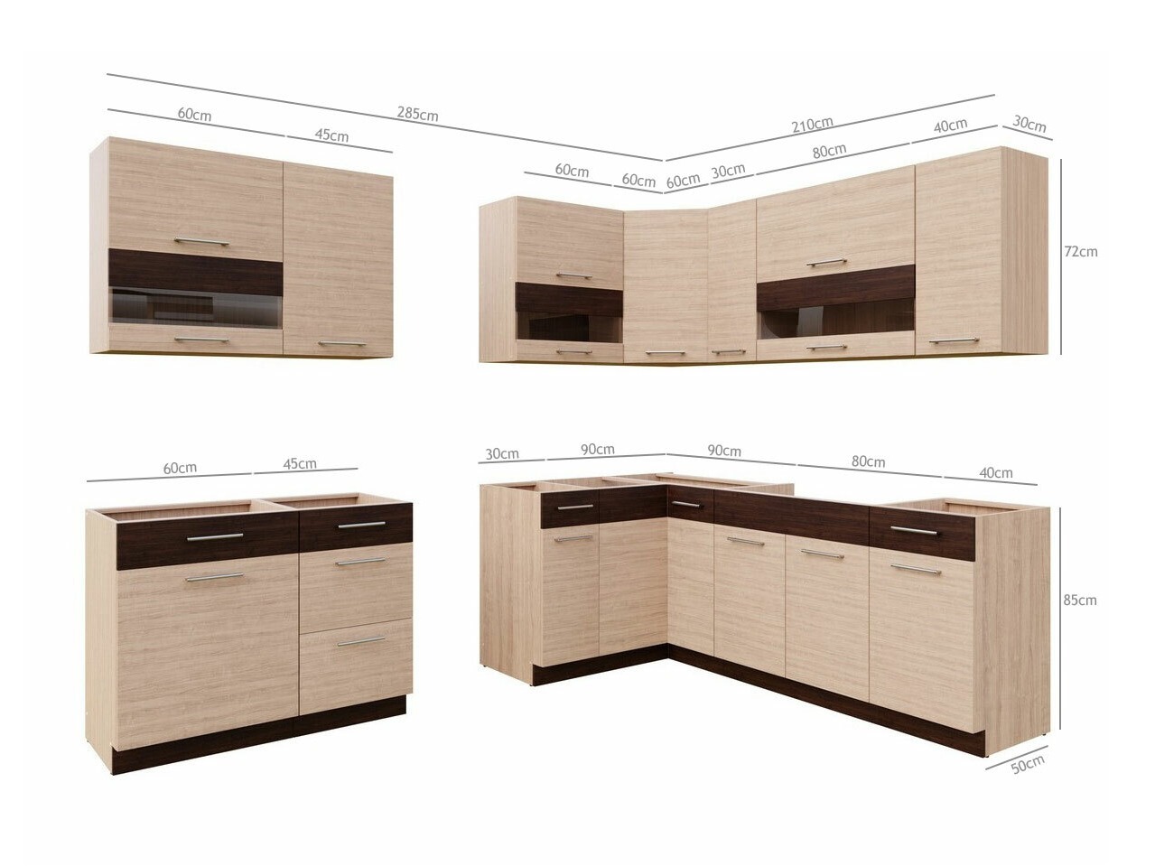 Modularni kuhinjski komplet Mode Light 130