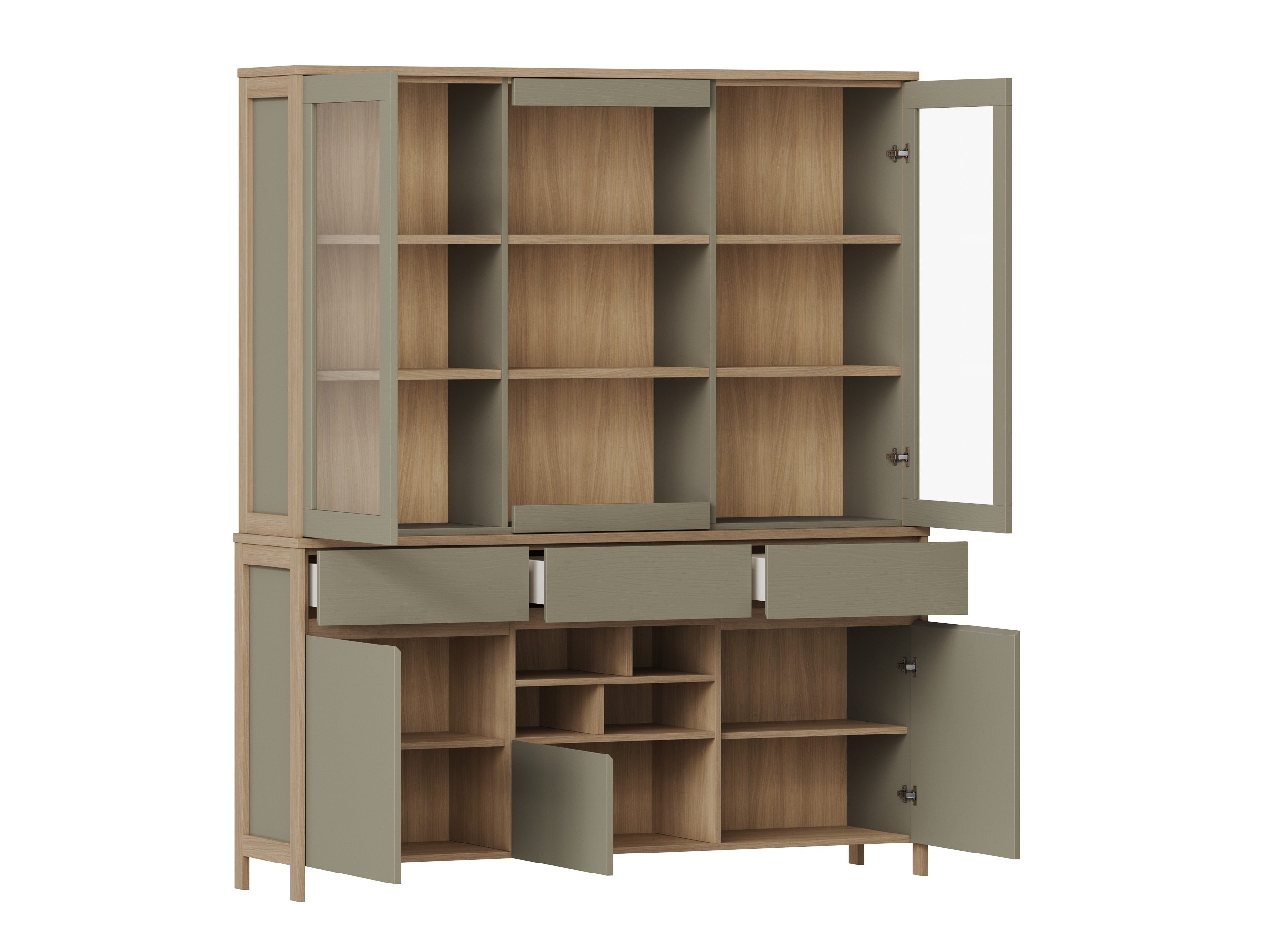 Regal Fermaru 100 (Prašno zelena + Hrast)