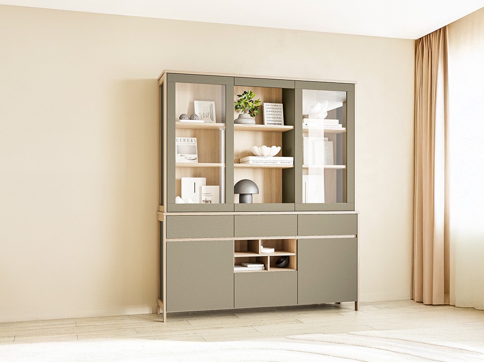 Regal Fermaru 100 (Prašno zelena + Hrast)