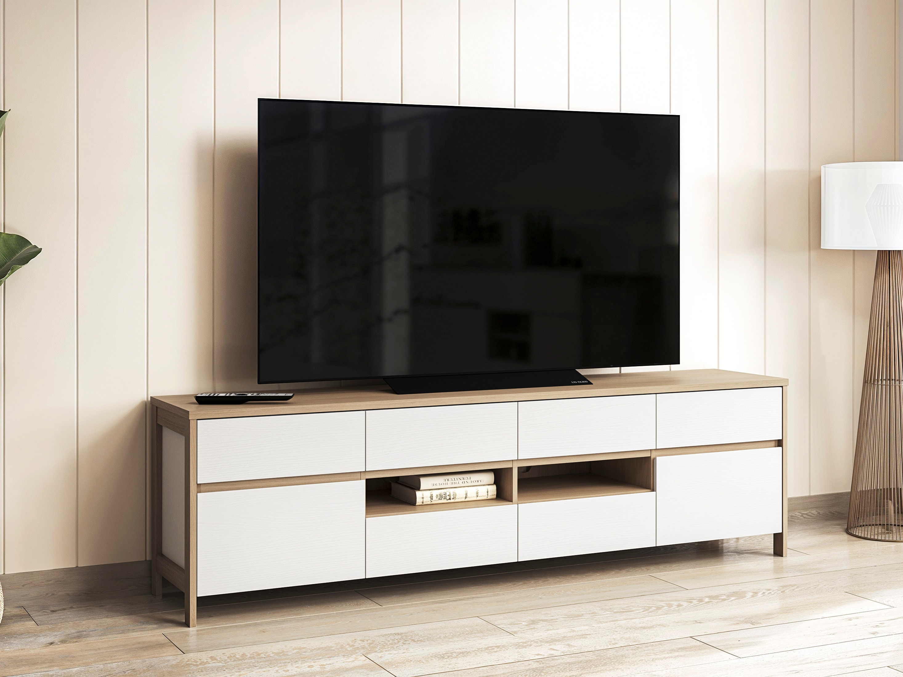 TV-omarica Fermaru 103 (Bela + Hrast)